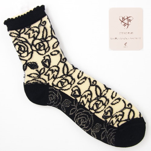 大人気★《大寸》シースルーソックス レース薔薇柄 - 画像8