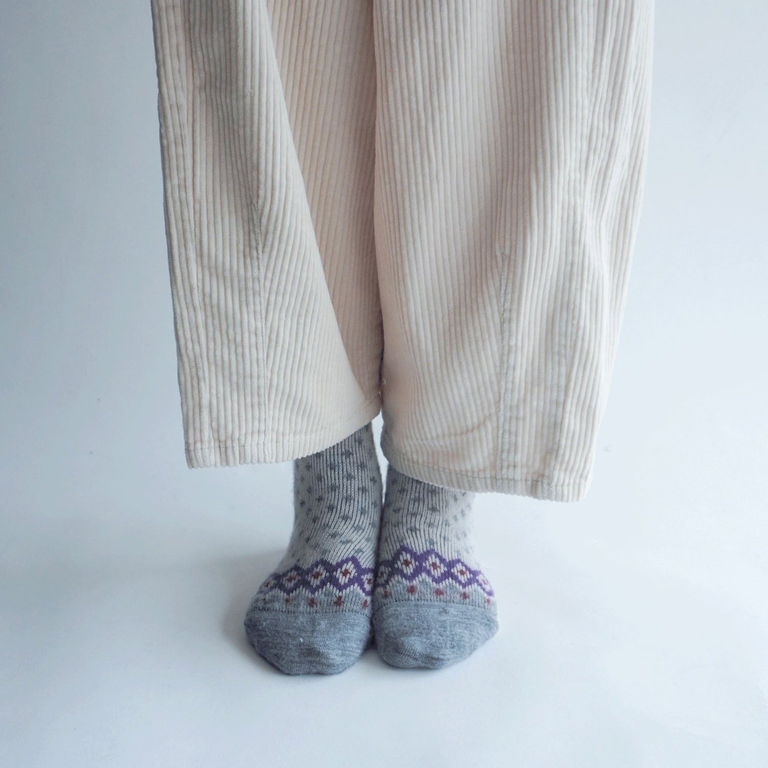 【レッドのみ】ギュレ 表起毛 ノルディック柄 靴下 日本製【在庫限り】 - 画像7