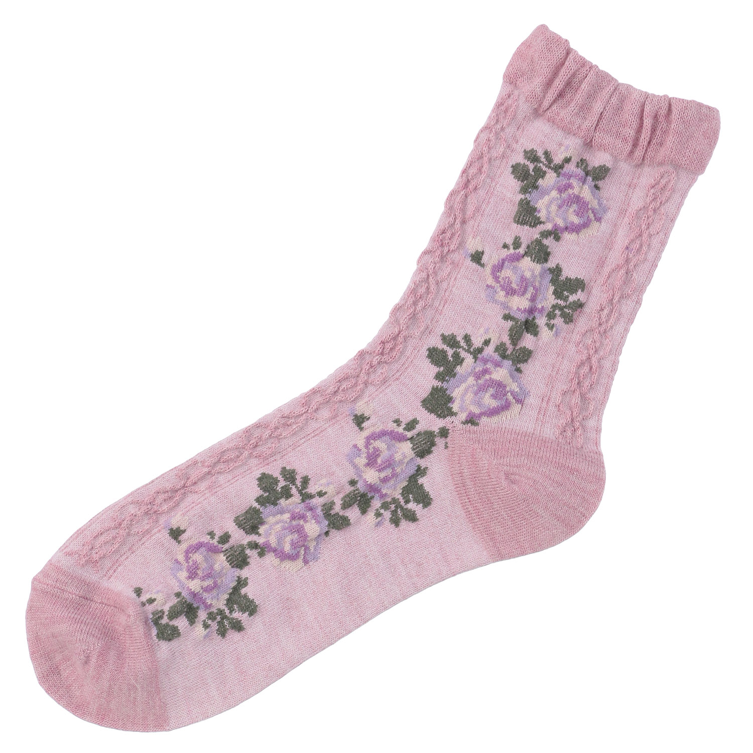 25AW ギュレ カシミヤ混 フロート波 バラ柄 靴下 日本製【在庫限り】 - 画像9