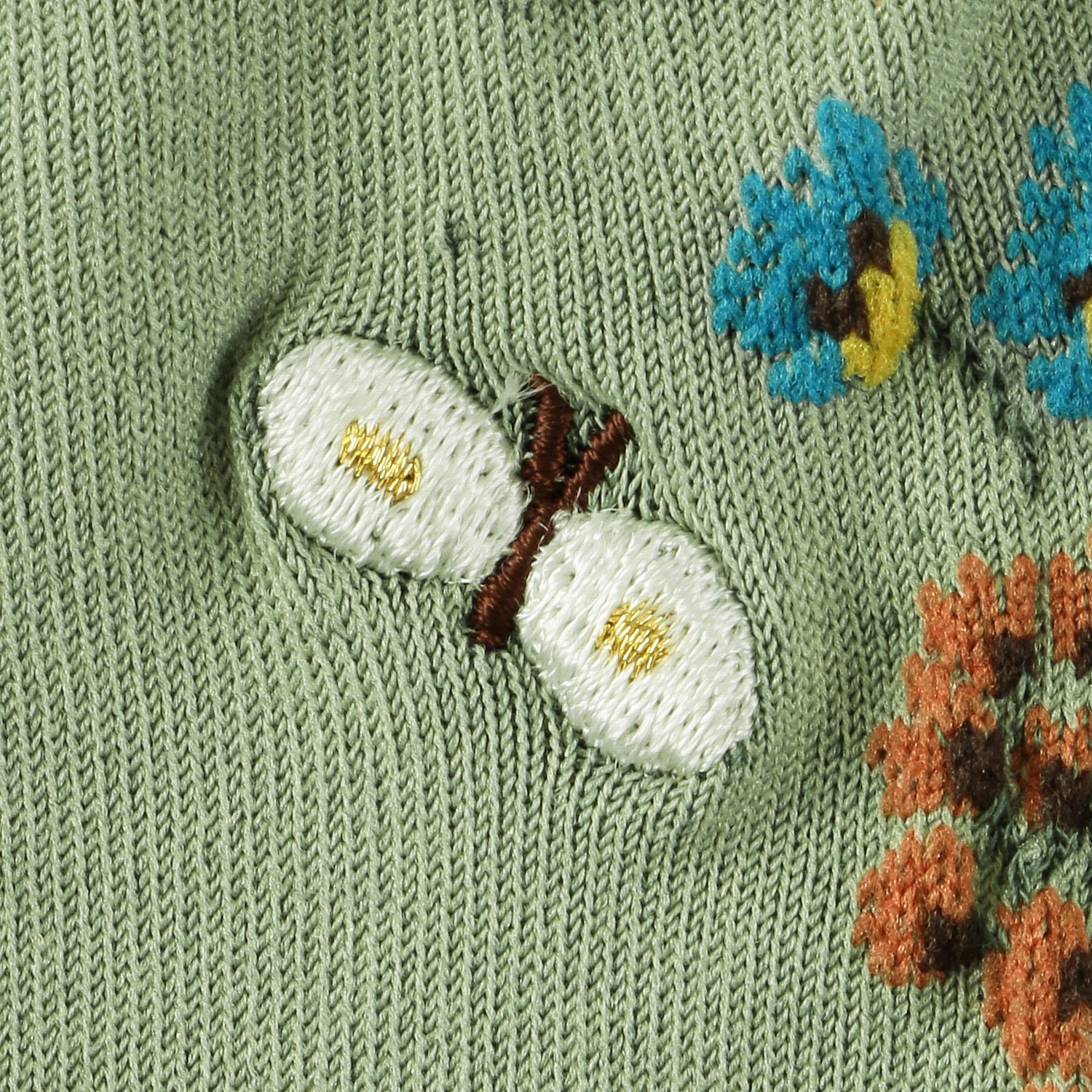 Natural Collection  クルー丈  フロート花 蝶々刺しゅう 靴下 - 画像3