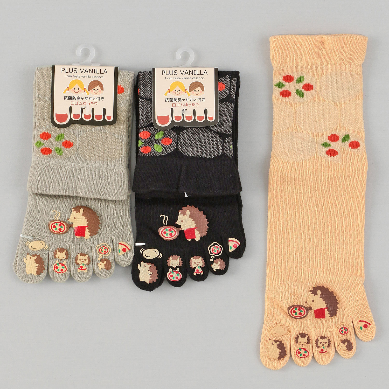 5本指 クルー丈 ハリネズミ  ラバー付き  靴下 - 画像1