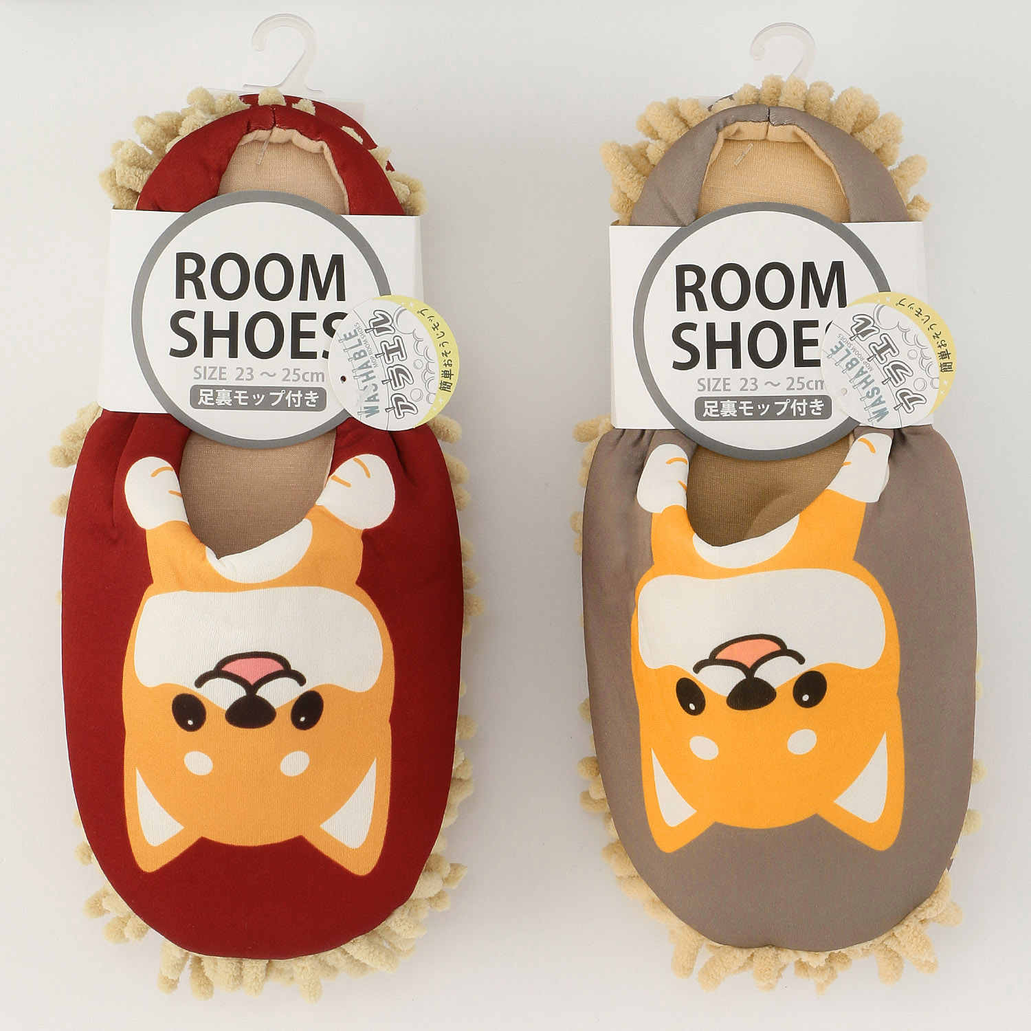 モップ付きルームシューズ ひょっこり柴犬 - 画像1