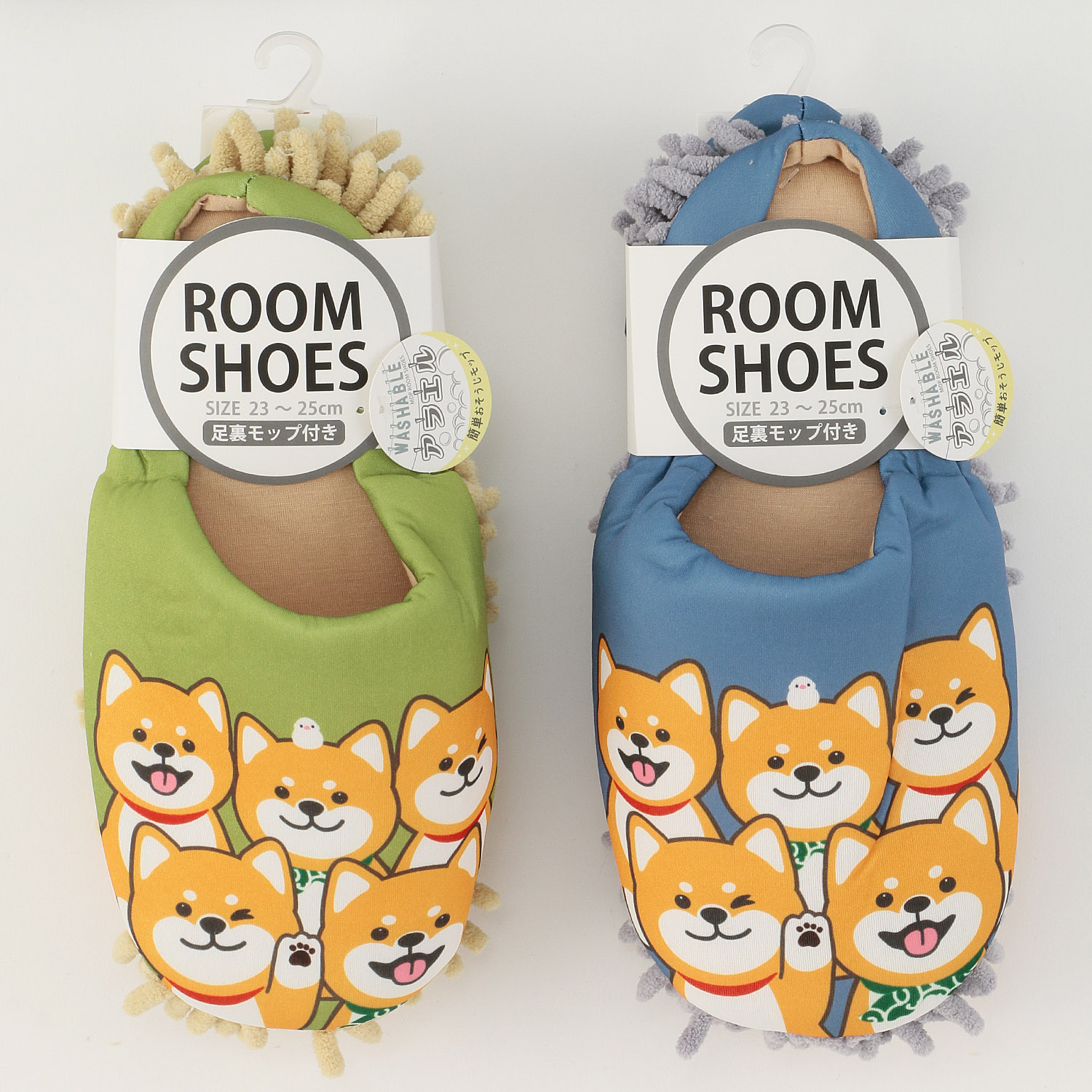 モップ付きルームシューズ シバ犬いっぱい - 画像1