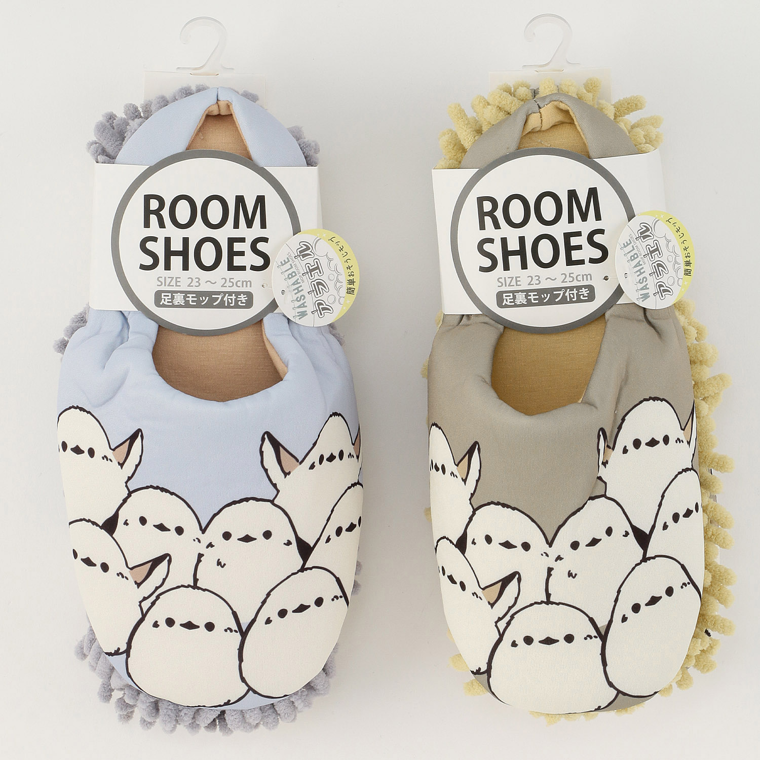 モップ付きルームシューズ シマエナガいっぱい