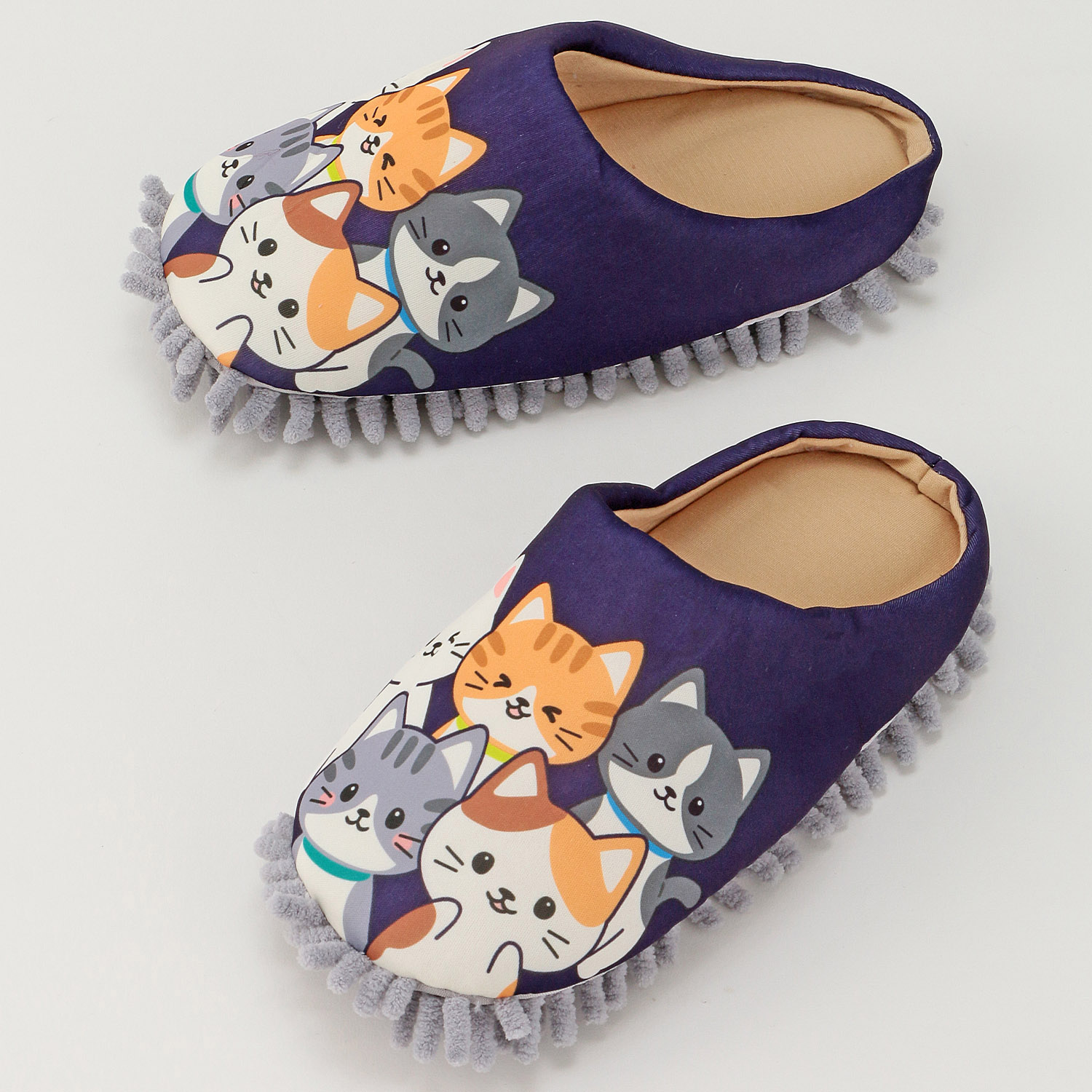 モップ付きルームシューズ ネコいっぱい - 画像3