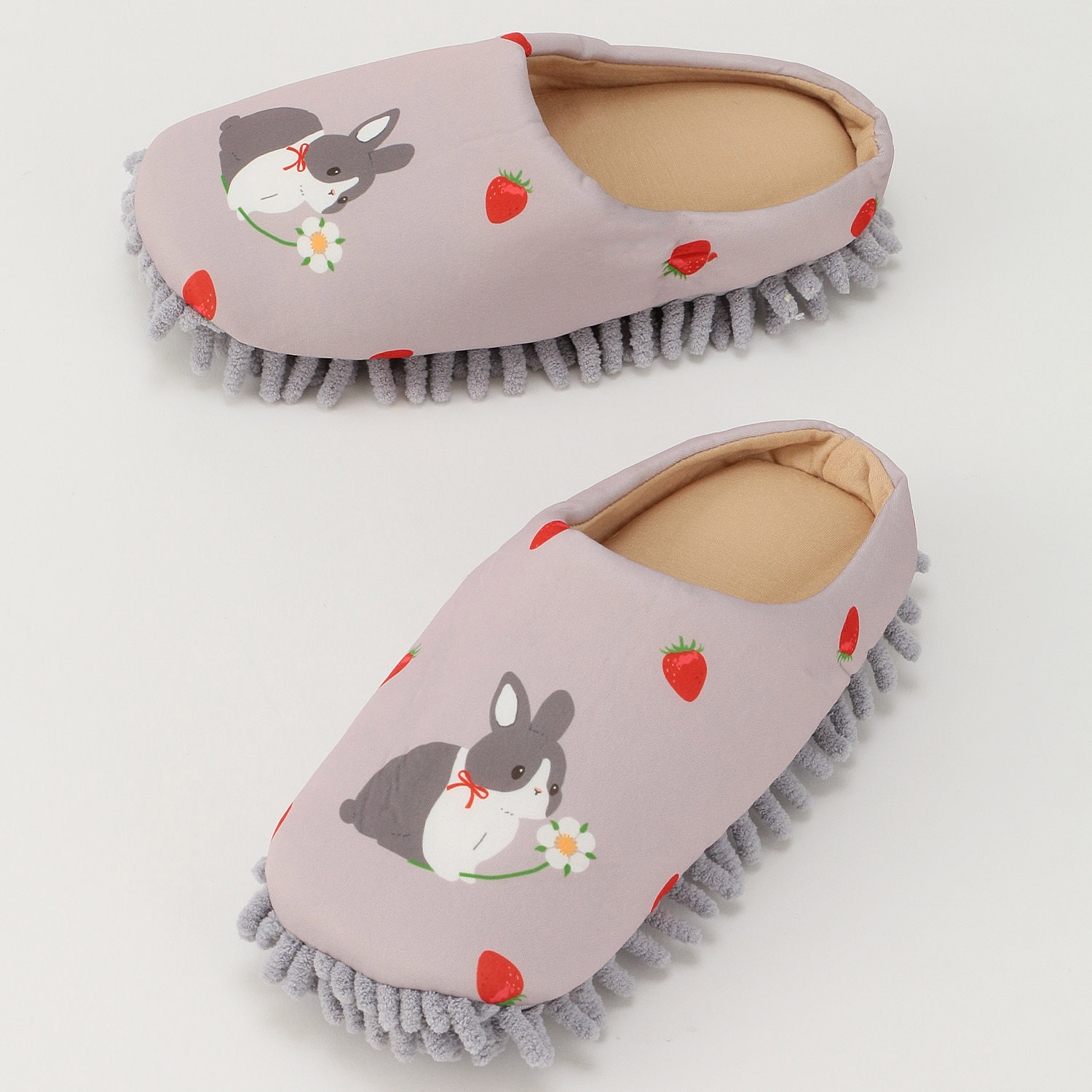 モップ付きルームシューズ 苺ウサギ - 画像3