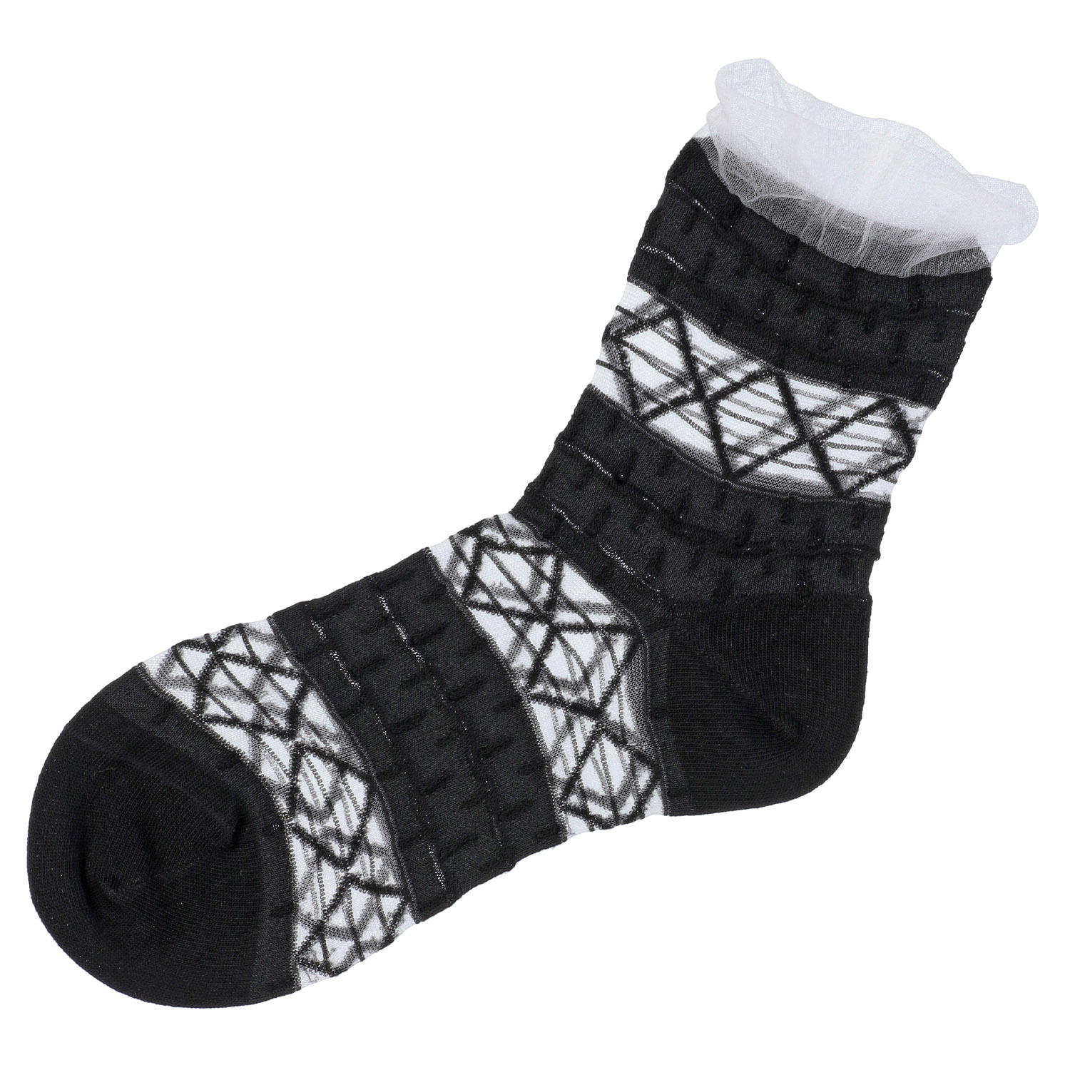 STREAM  シースルー切替フロート雫柄 クルー丈 靴下 - 画像3