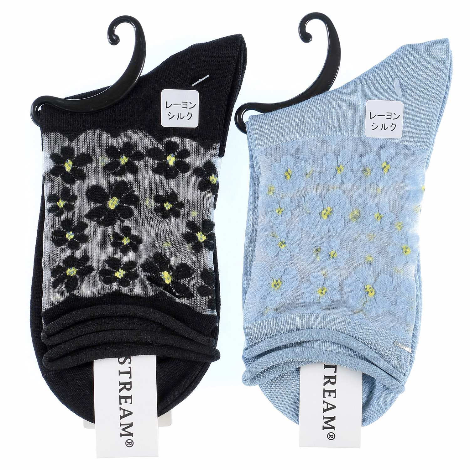 STREAM  トップシースルー 小花柄 クルー丈 靴下 - 画像2