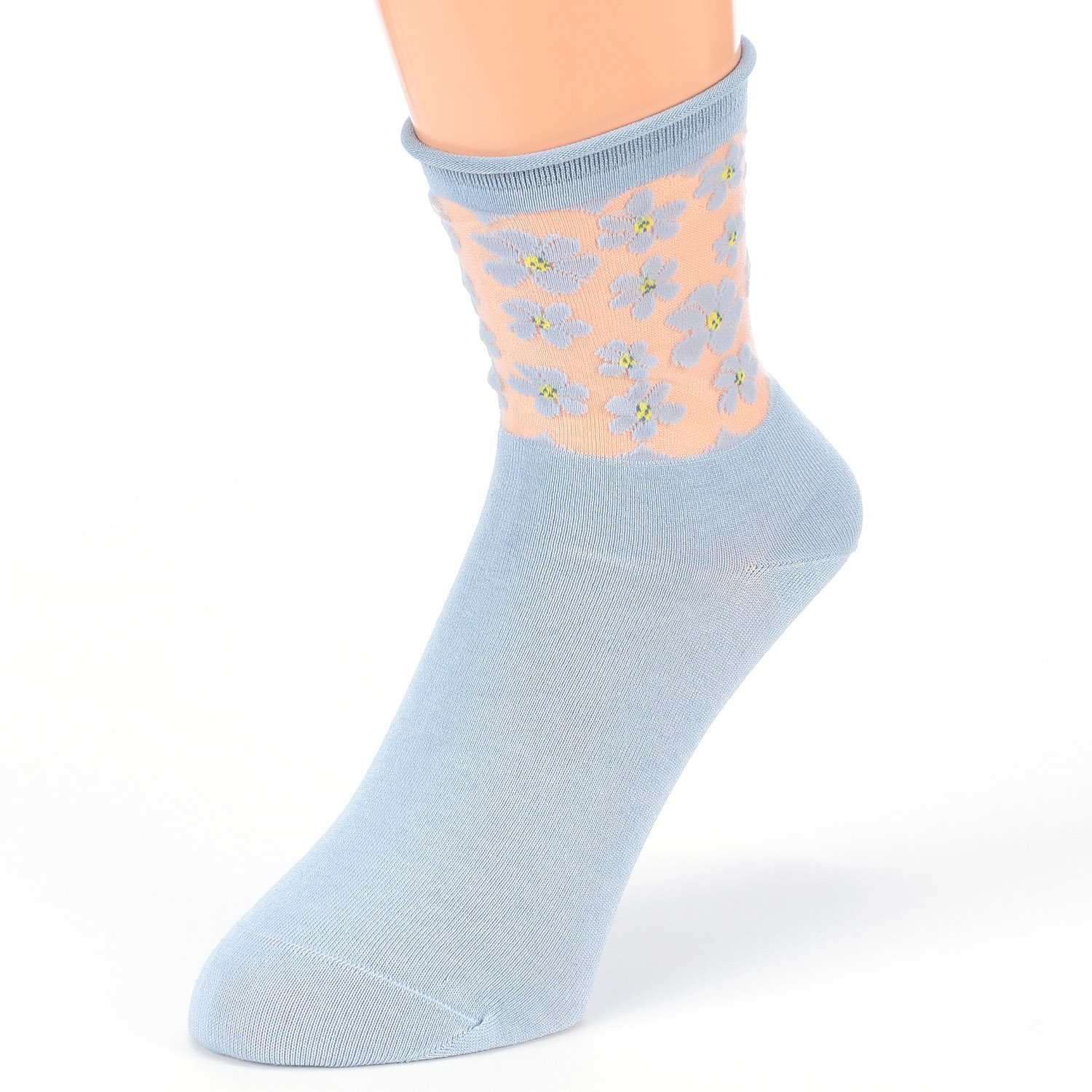 STREAM  トップシースルー 小花柄 クルー丈 靴下 - 画像3