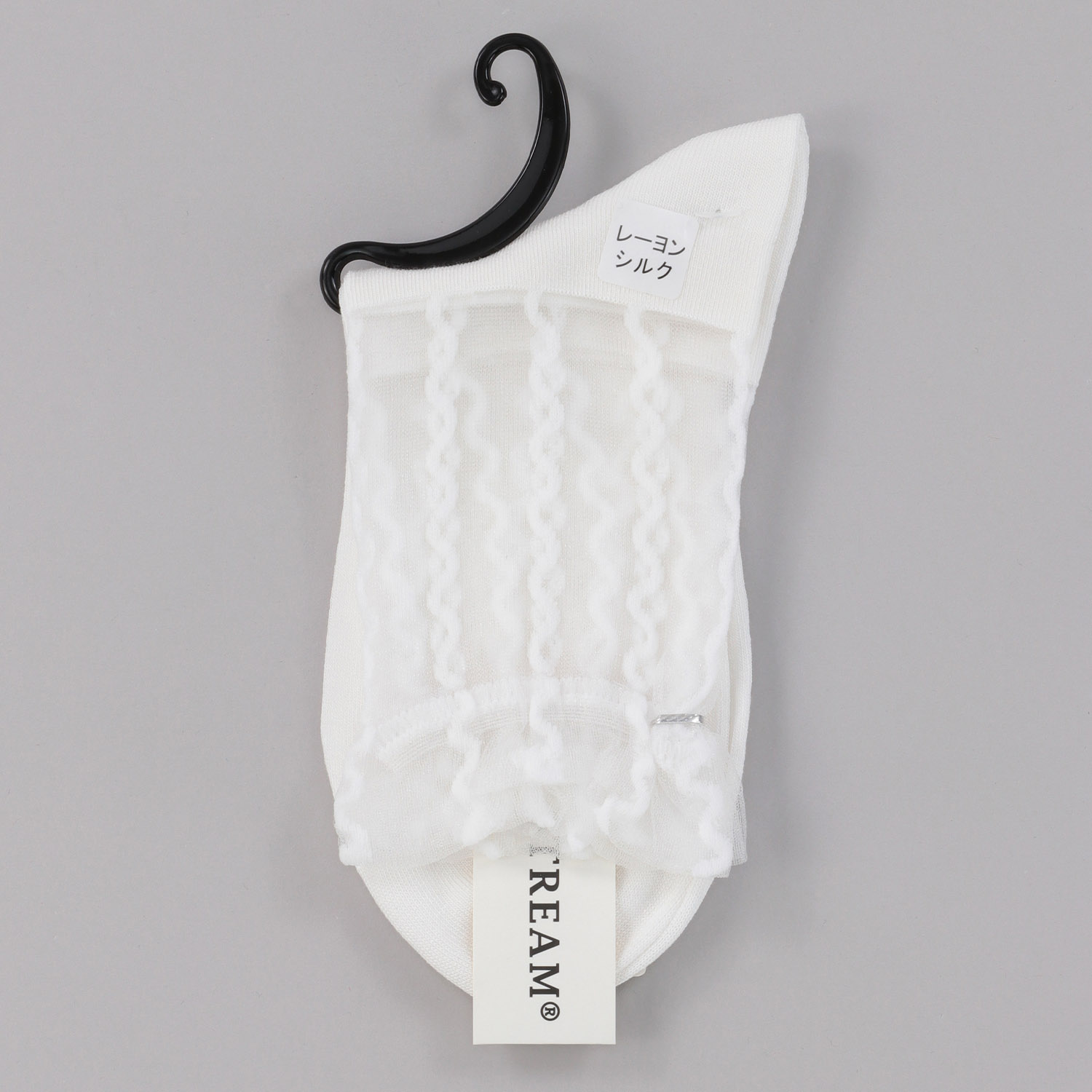 STREAM  トップシースルー 波ストライプ柄 クルー丈 靴下 - 画像2