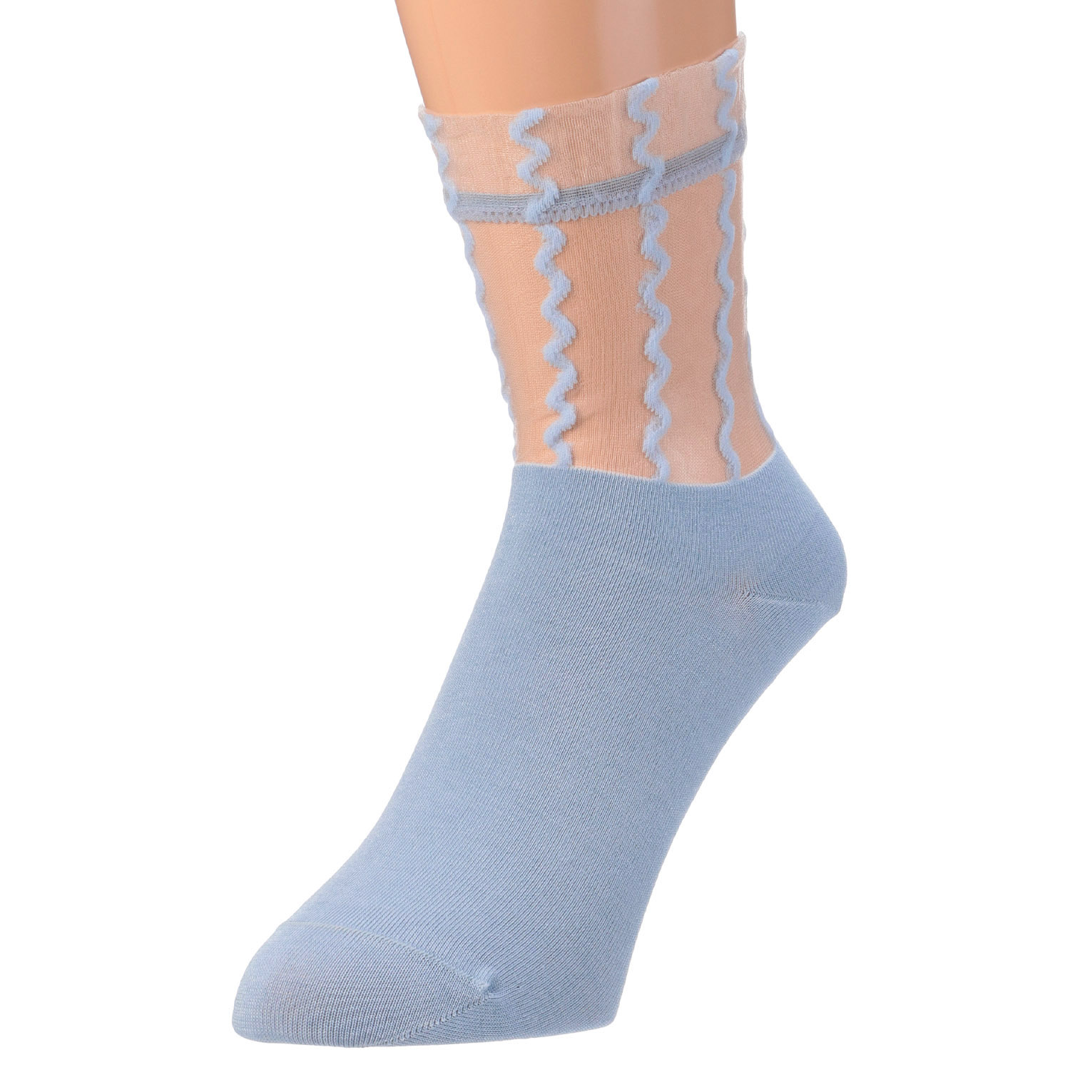 STREAM  トップシースルー 波ストライプ柄 クルー丈 靴下 - 画像4