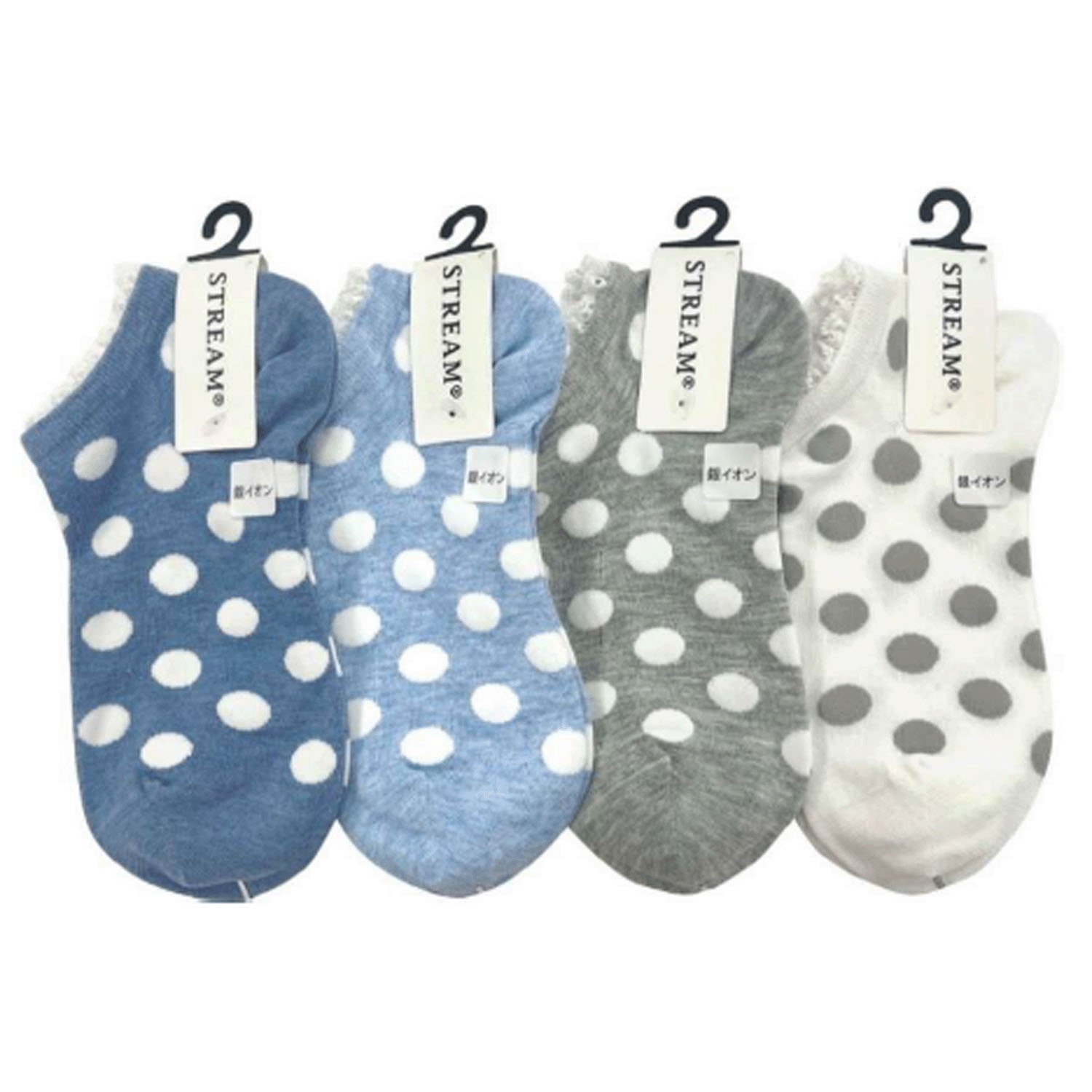 STREAM ドット柄 レース付 スニーカー丈 靴下 - 画像1