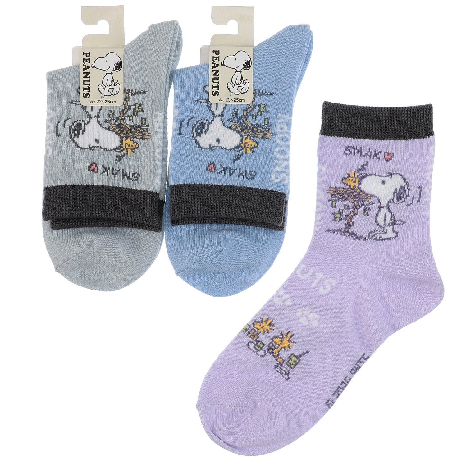 クルー丈  スヌーピー サイド柄 靴下 - 画像1