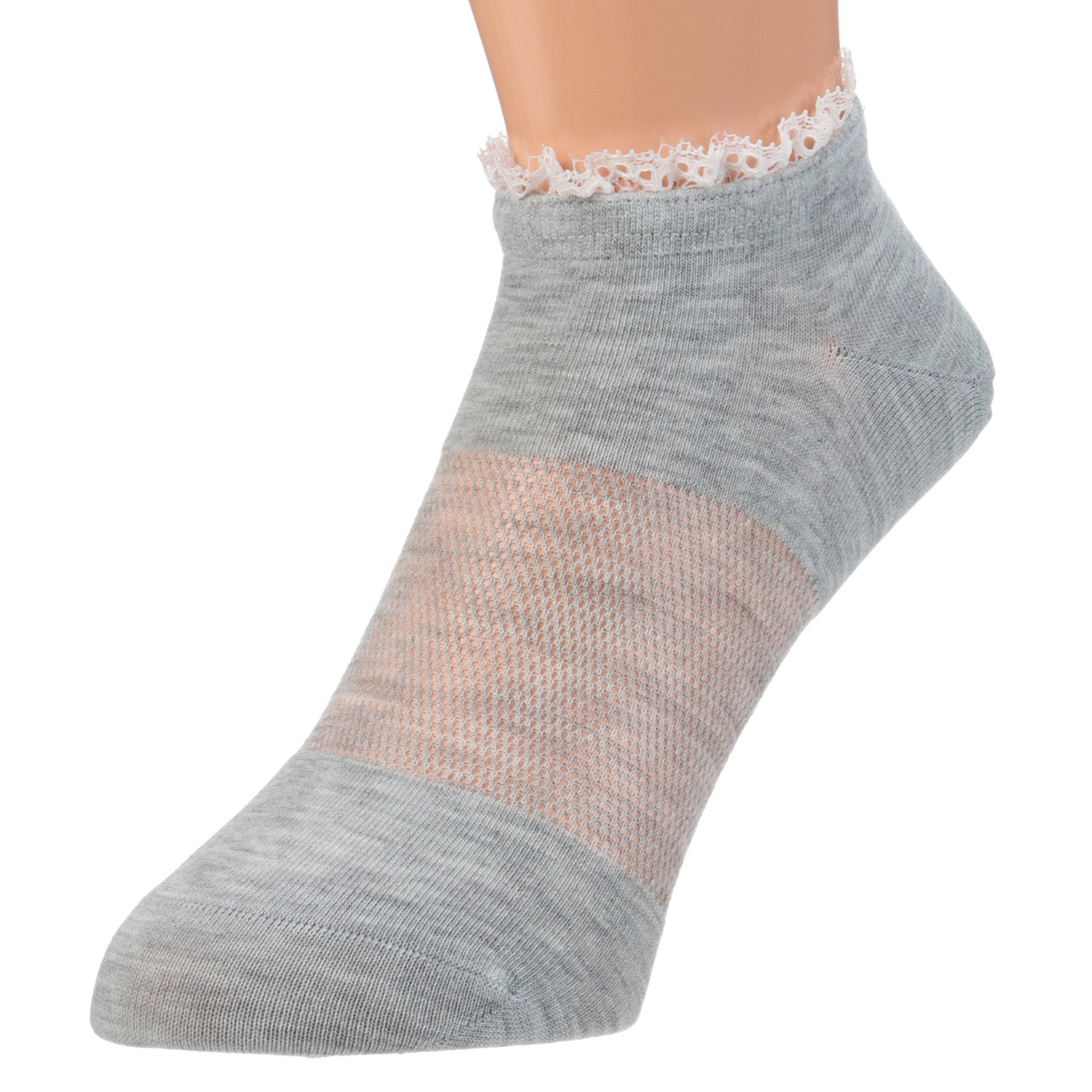 STREAM 鹿の子編み  レース付 スニーカー丈 靴下 - 画像4