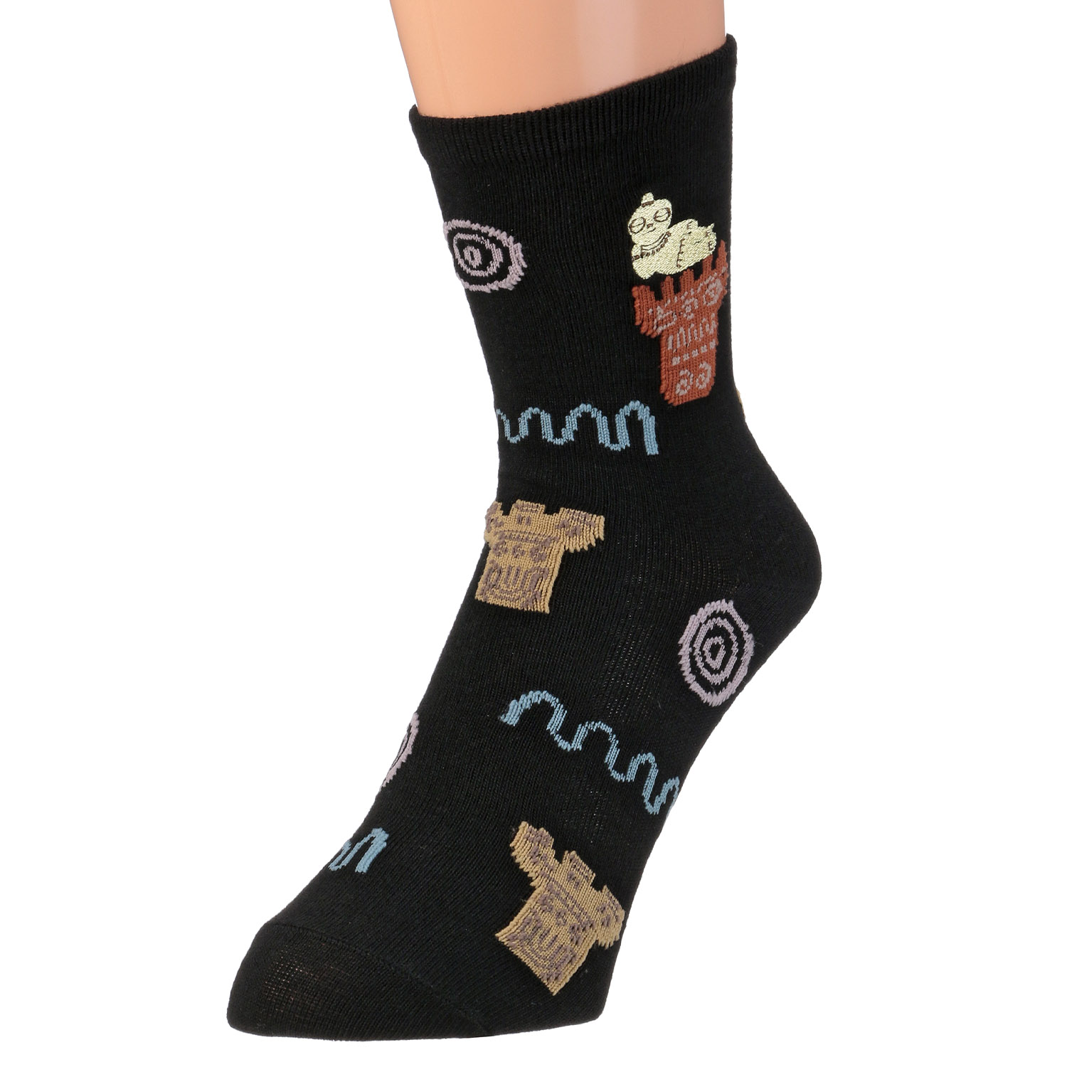 STREAM   Funny Friends くつろぐ土偶 刺しゅう クルー丈 靴下 - 画像6