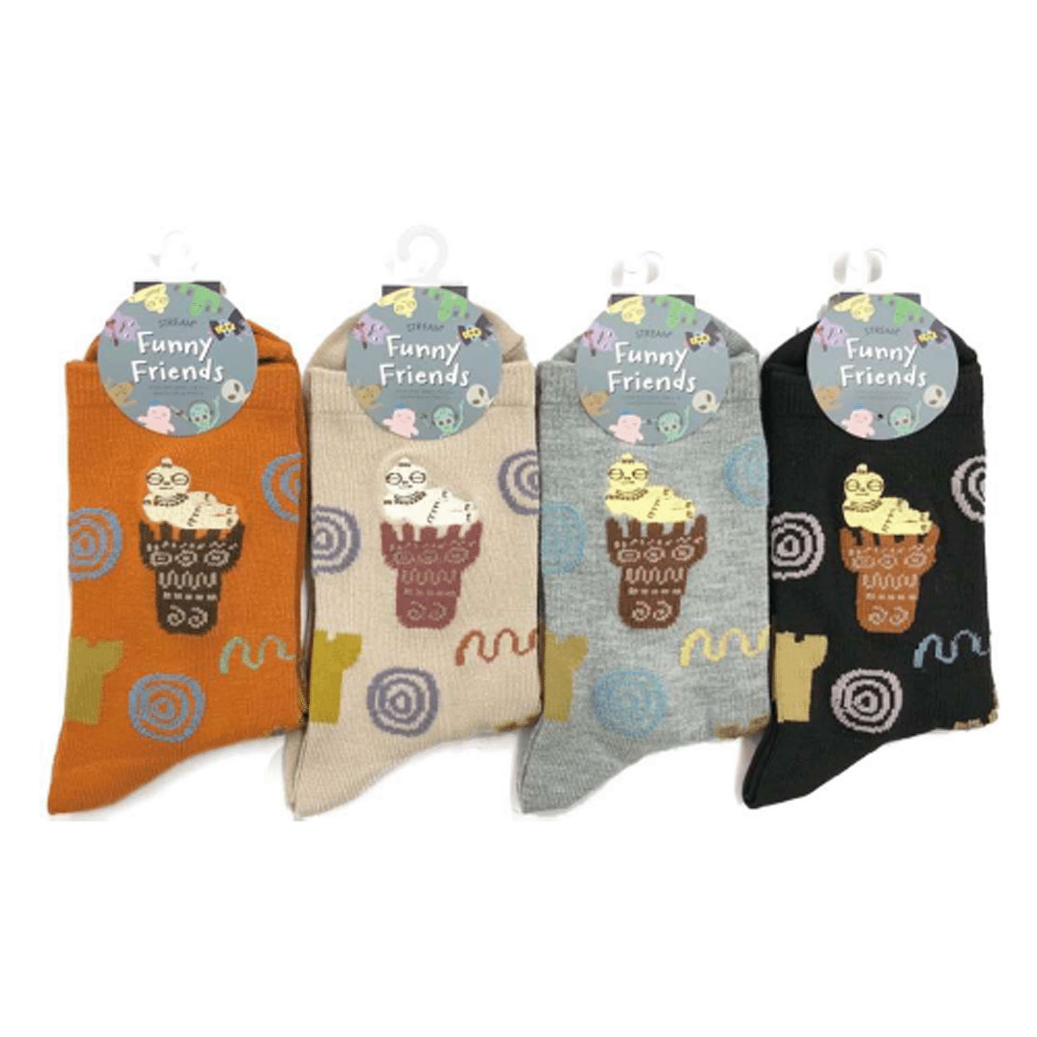 STREAM   Funny Friends くつろぐ土偶 刺しゅう クルー丈 靴下 - 画像1