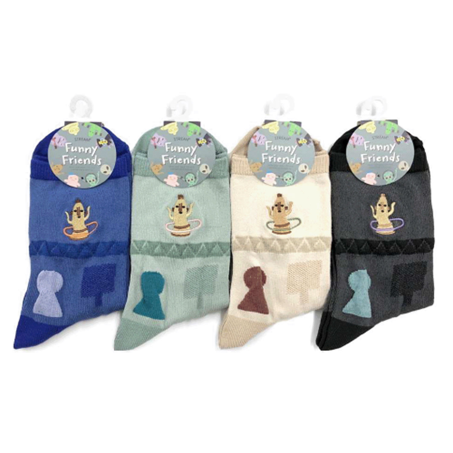 STREAM   Funny Friends フラフープハニワ  刺しゅう クルー丈 靴下 - 画像1