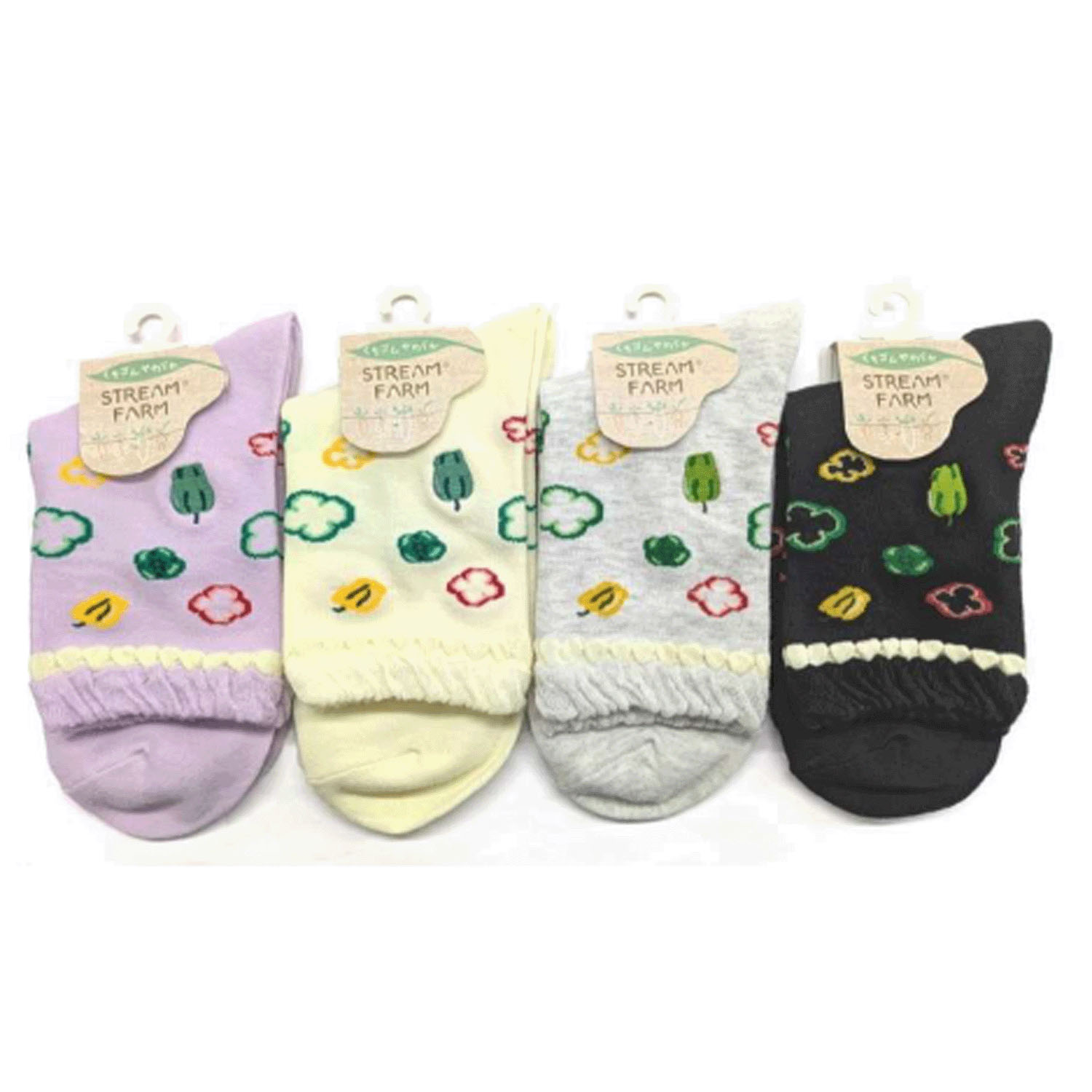 STREAM   ピーマン部分刺しゅう  クルー丈 靴下 - 画像1