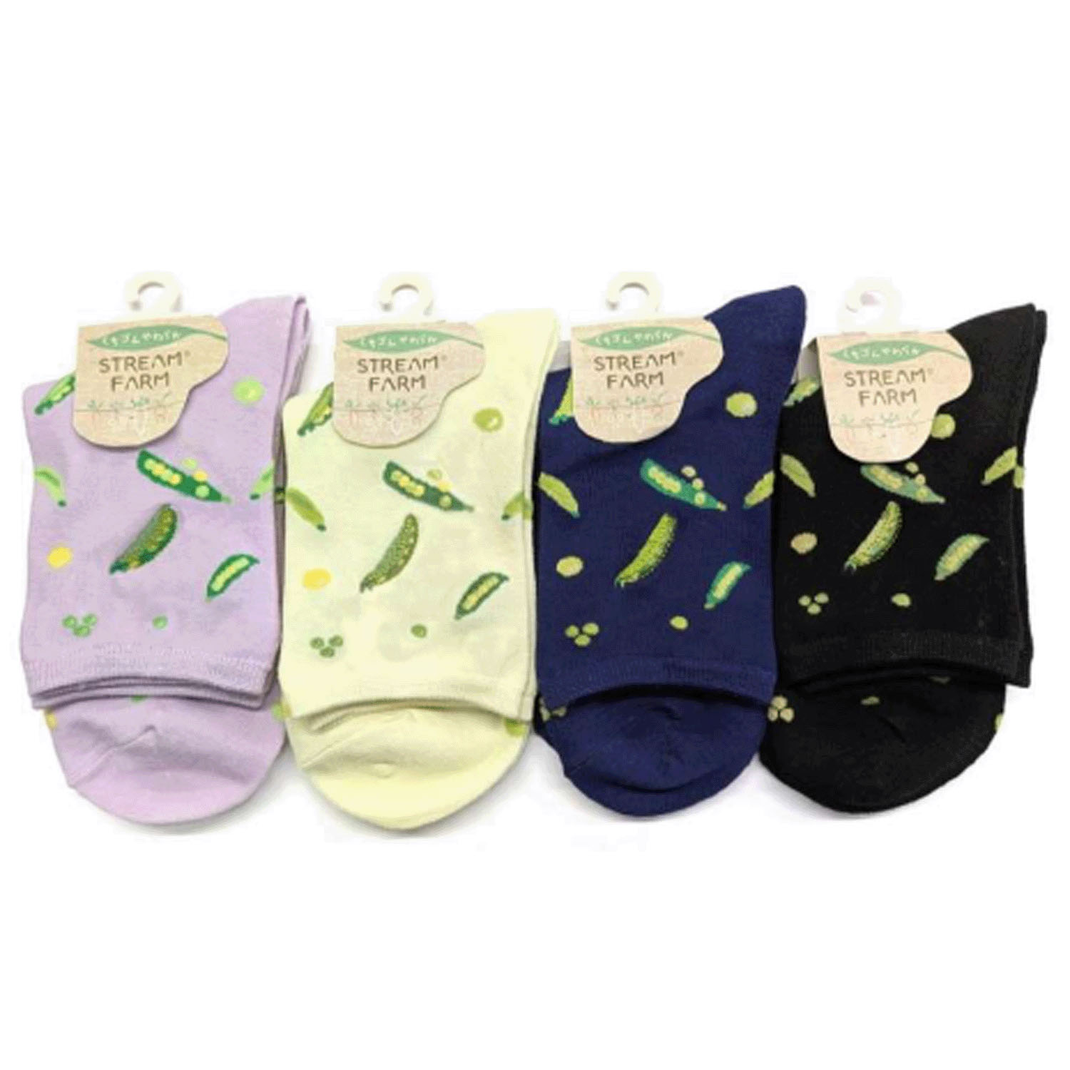 STREAM  スナップエンドウ 部分刺しゅう  クルー丈 靴下 - 画像1