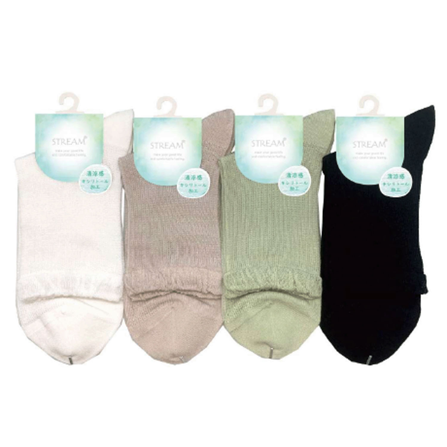 STREAM   キシリトール加工 スパイラルメッシュ ロークルー 靴下 - 画像1