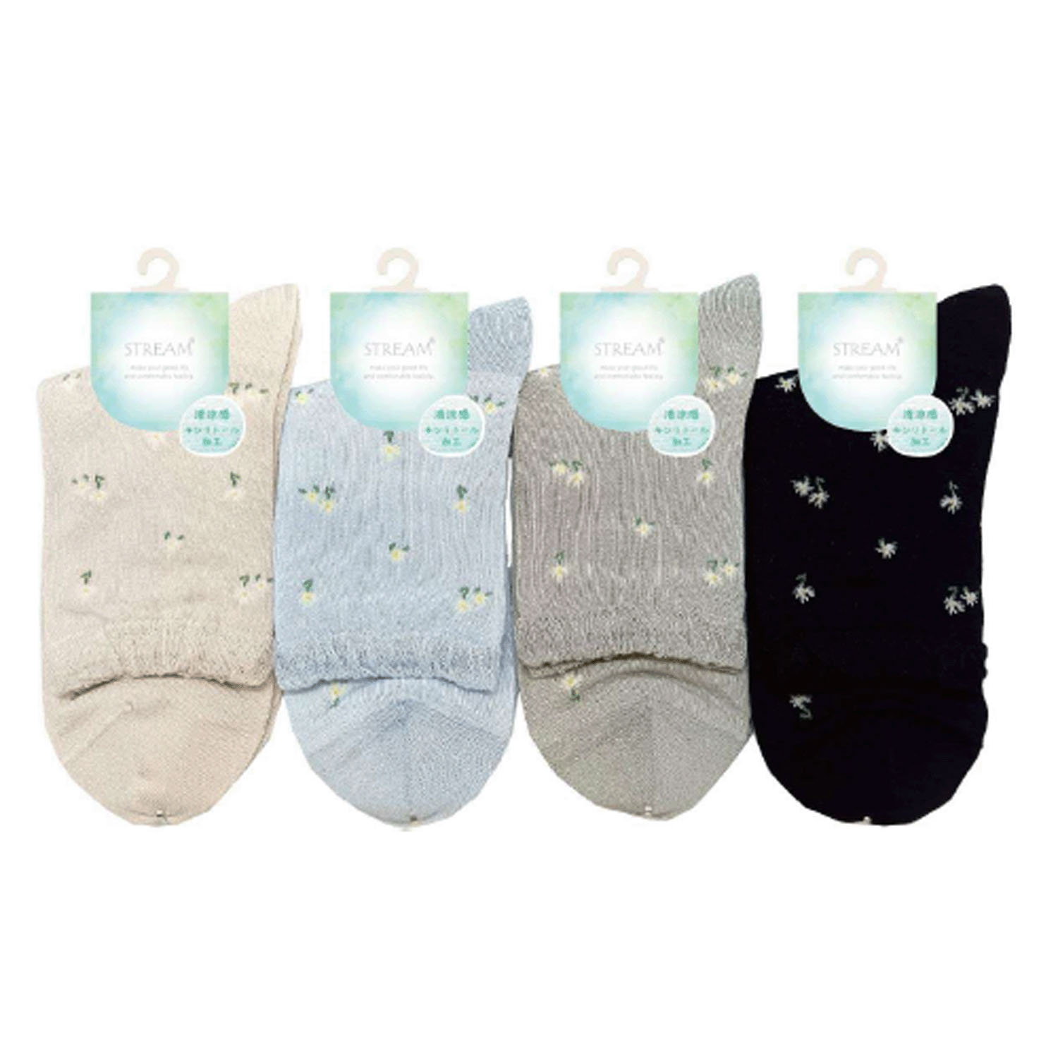 STREAM   キシリトール加工 小花柄 ロークルー 靴下