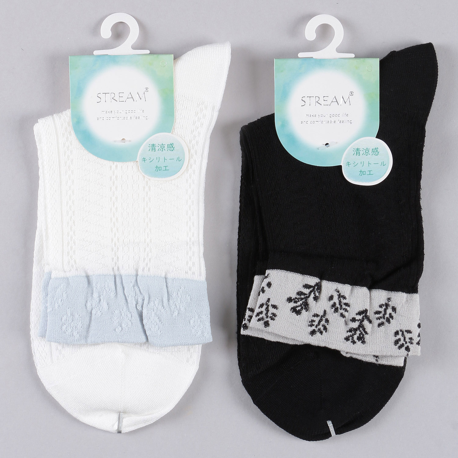 STREAM   キシリトール加工  トップ気の実柄 ロークルー 靴下 - 画像2
