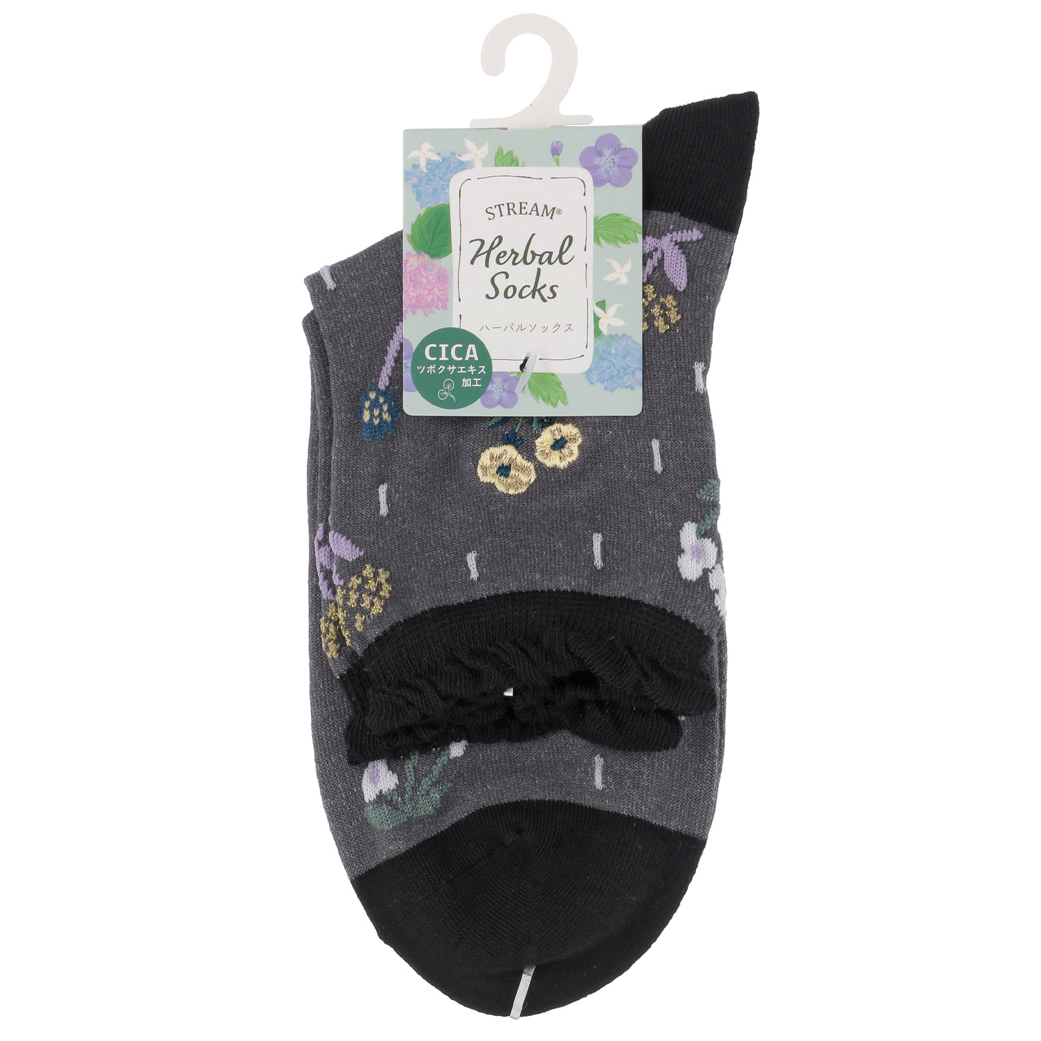 STREAM  ハーバルソックス フラワー刺？ てんてん フロート ロークルー 靴下 - 画像4