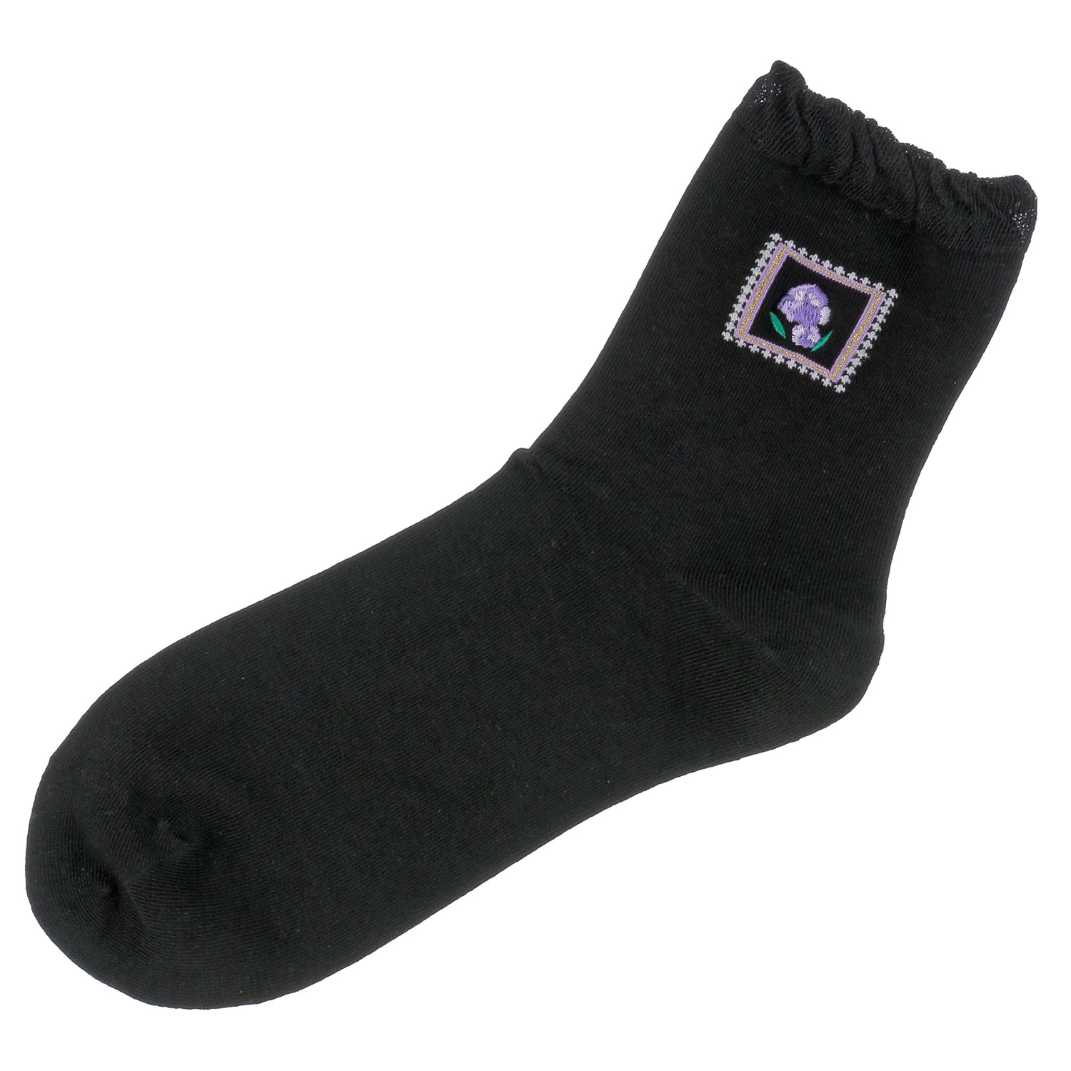 STREAM  ハーバルソックス フレームとお花刺繍 ロークルー  靴下 - 画像5