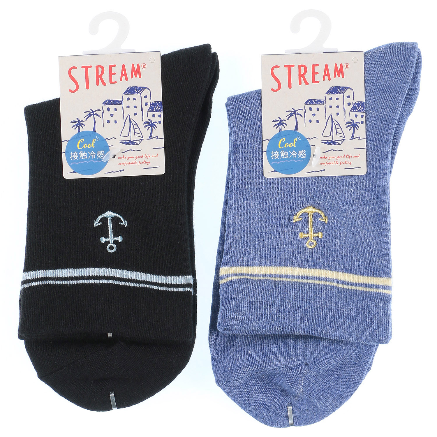 STREAM  接触冷感 マリン刺繍 ロークルー 靴下 - 画像4