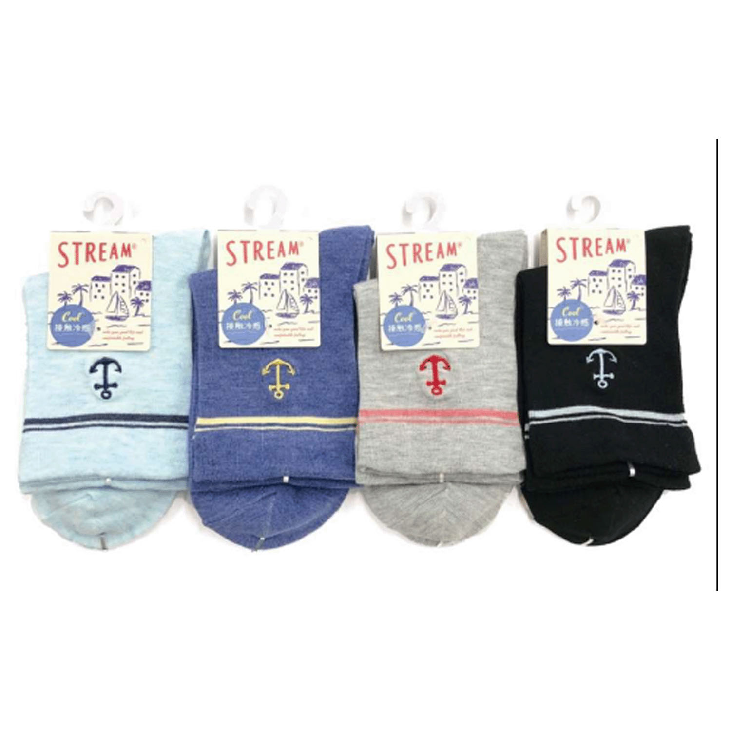 STREAM  接触冷感 マリン刺繍 ロークルー 靴下 - 画像1