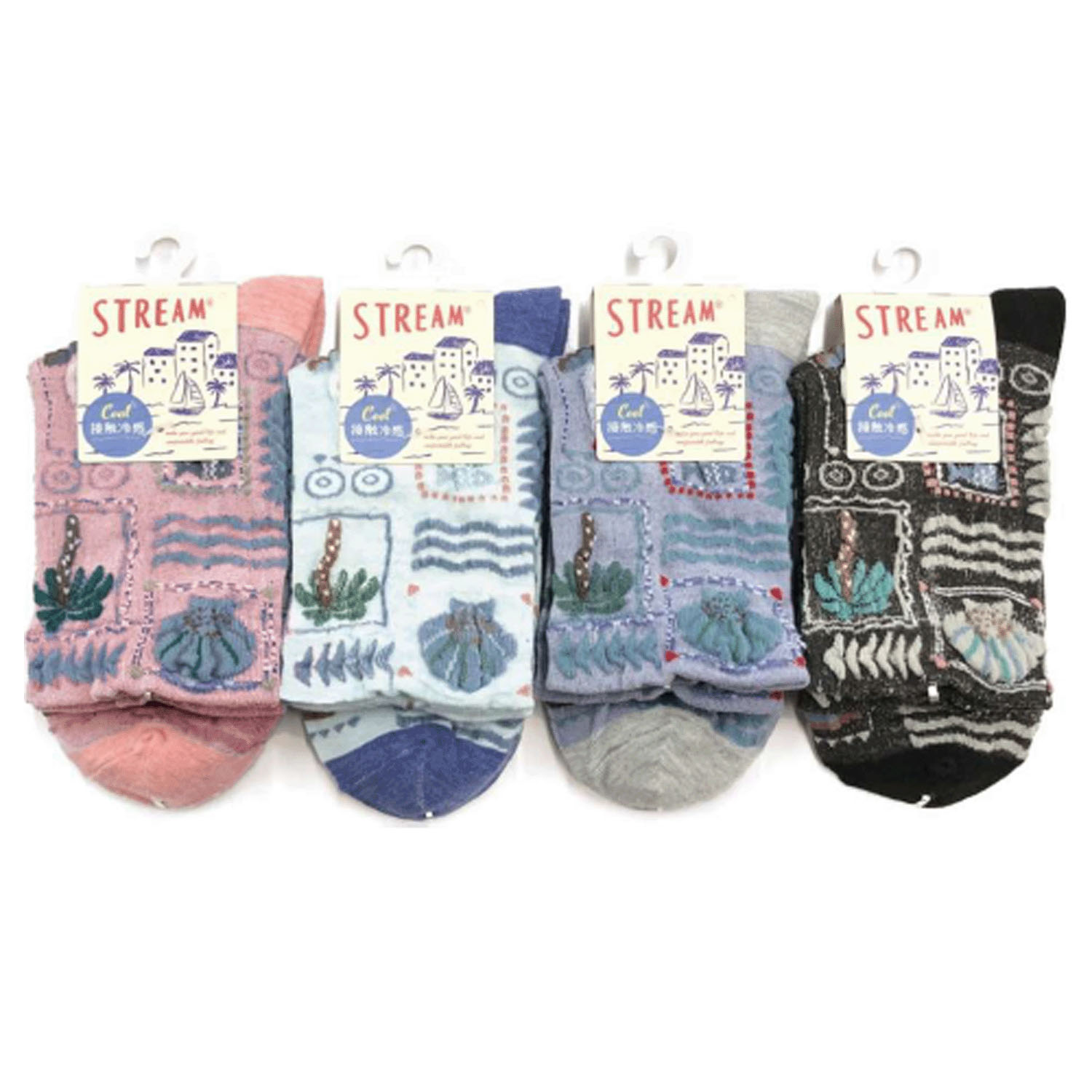 STREAM  接触冷感 マリンモチーフ フロート ロークルー 靴下 - 画像1