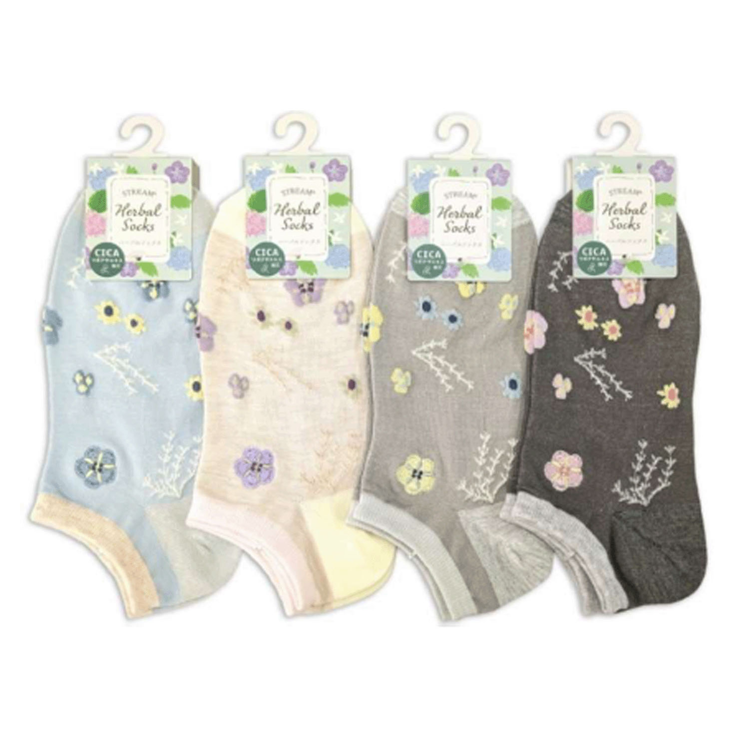 STREAM  ハーバルソックス お花と葉っぱフロート スニーカー丈  靴下 - 画像1