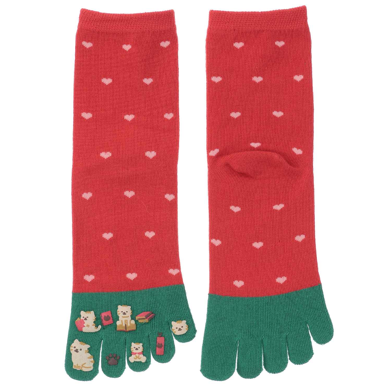 STREAM  5本指 本好きねこ クルー丈 靴下 - 画像4