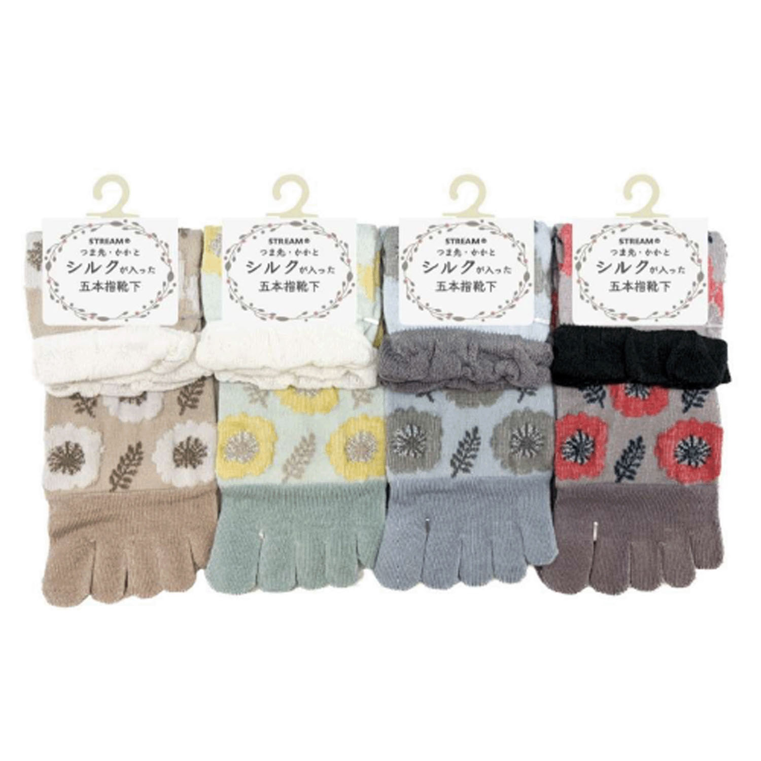 STREAM 5本指 花柄 クルー丈 靴下