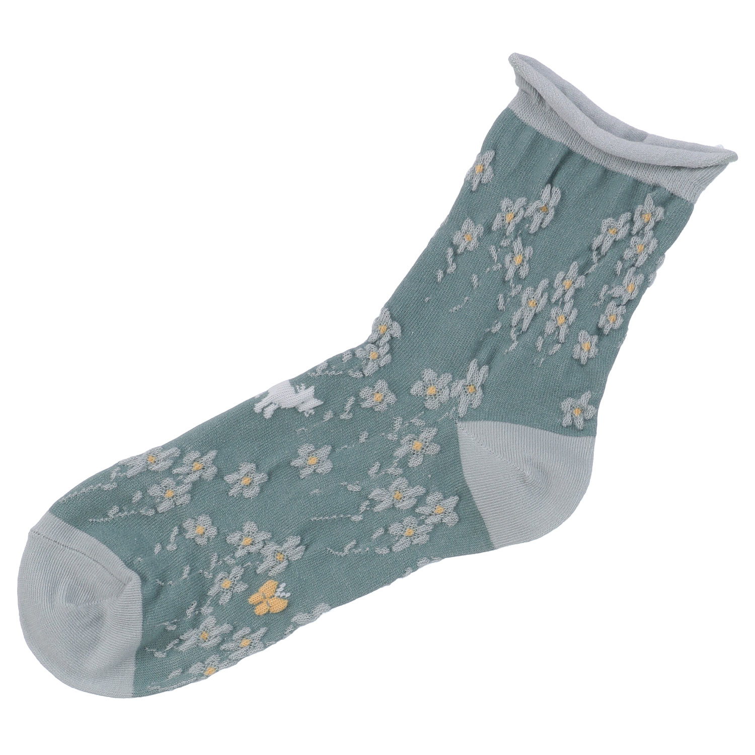 あなたに優しい ロークルー 表綿100％ 猫とお花畑【在庫限り】 - 画像2