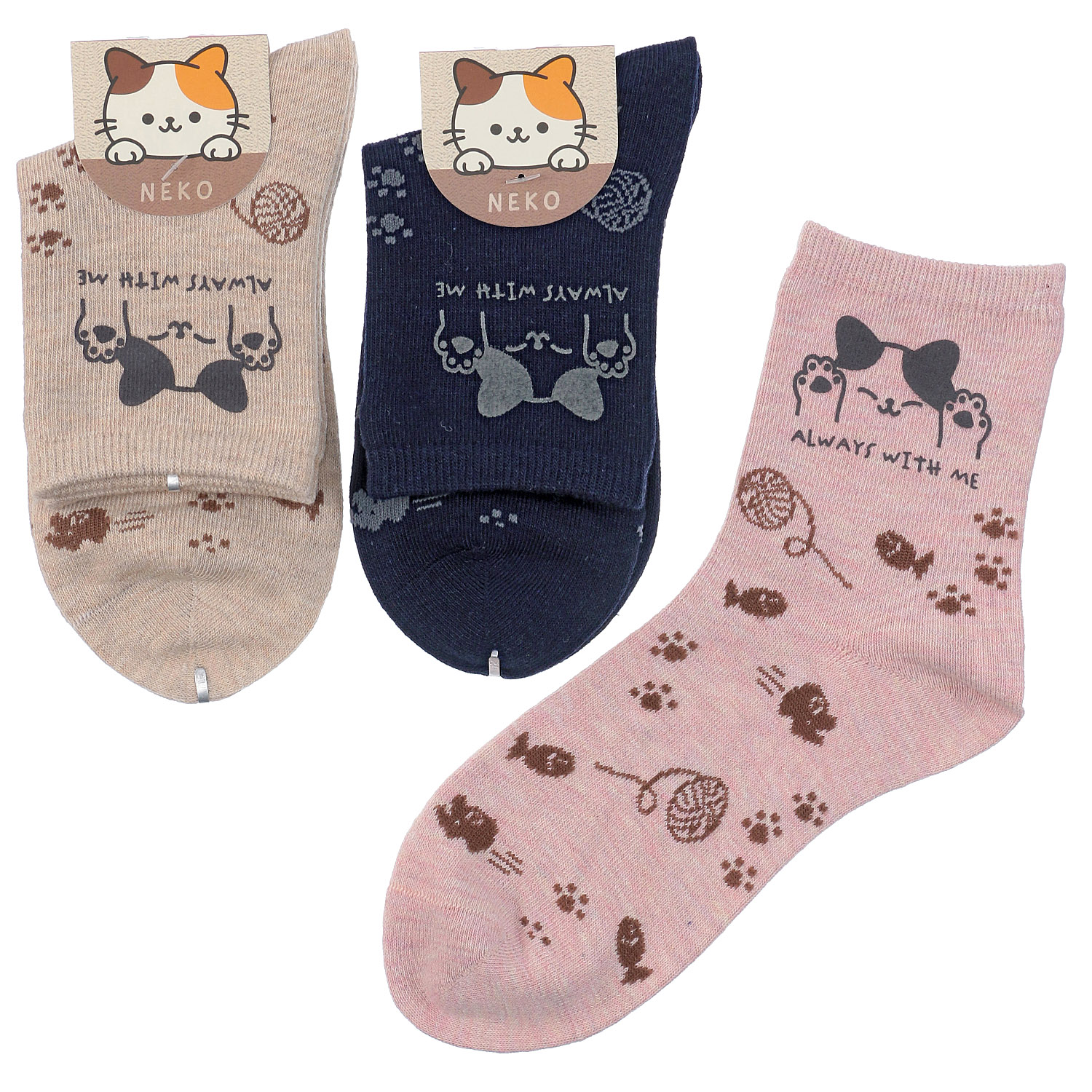 ロークルー丈 三毛猫顔料P総柄 - 画像1