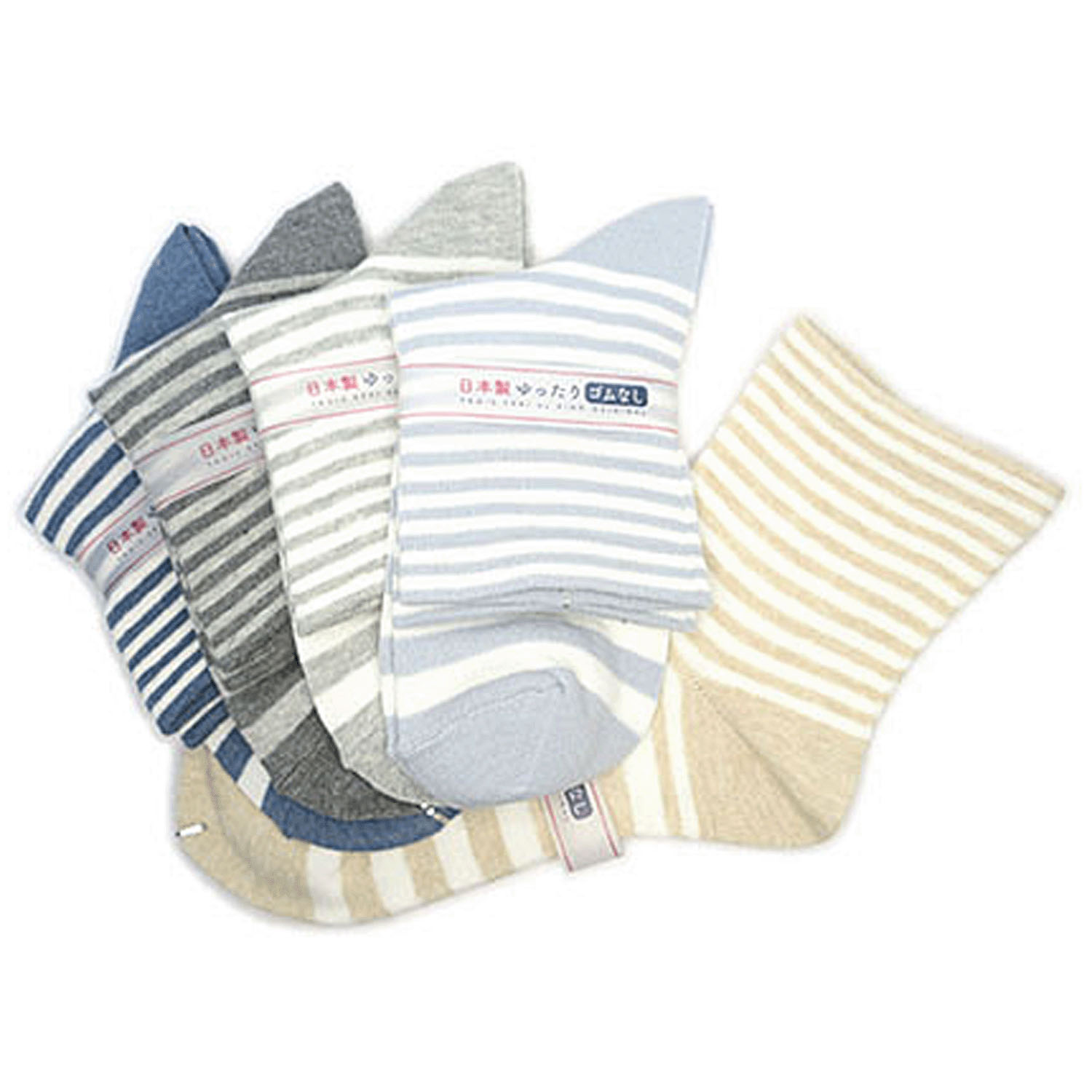 クルーソックス ボーダーピッチ切替 - 画像1