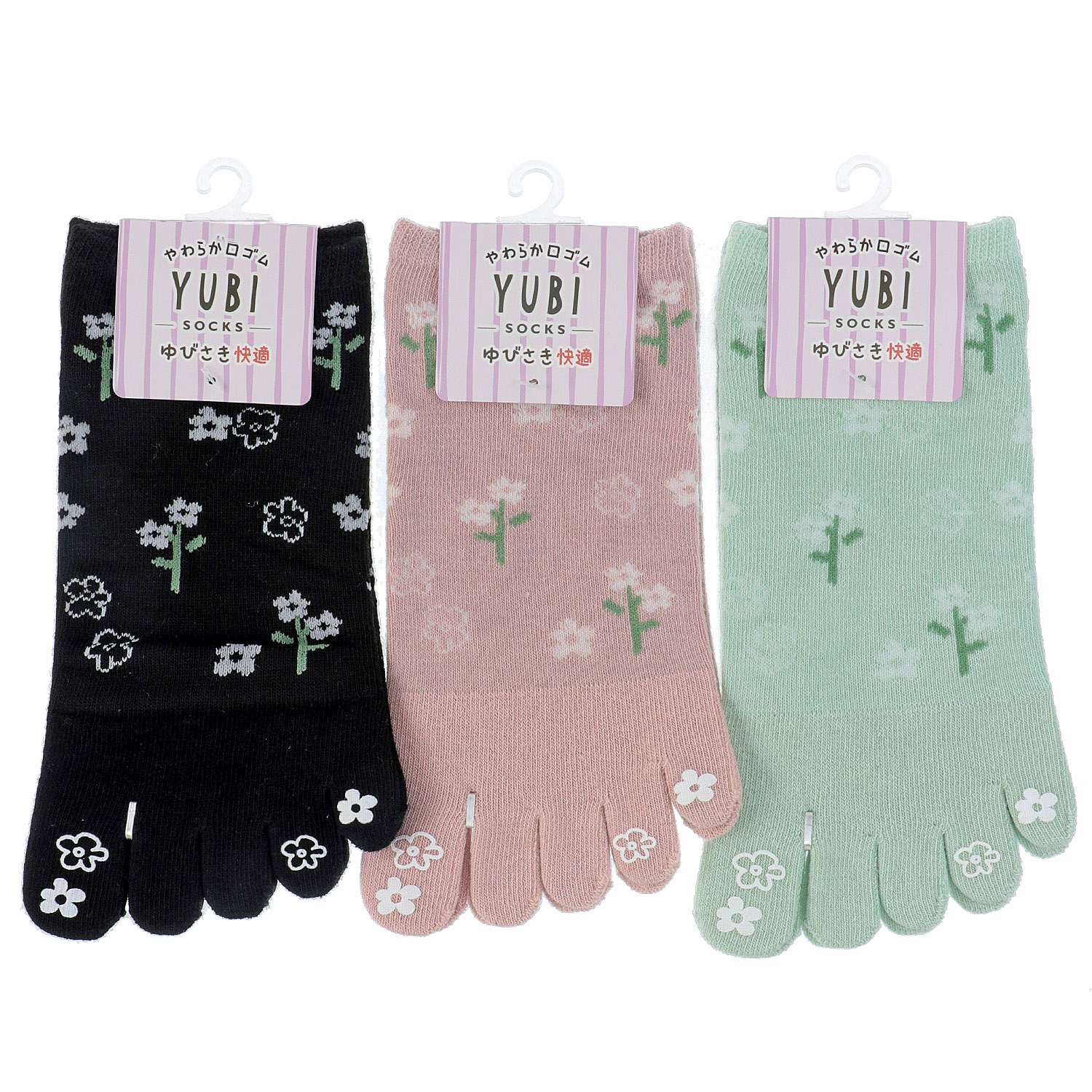 5本指 スニーカー丈 花ラバープリント 花柄 - 画像1