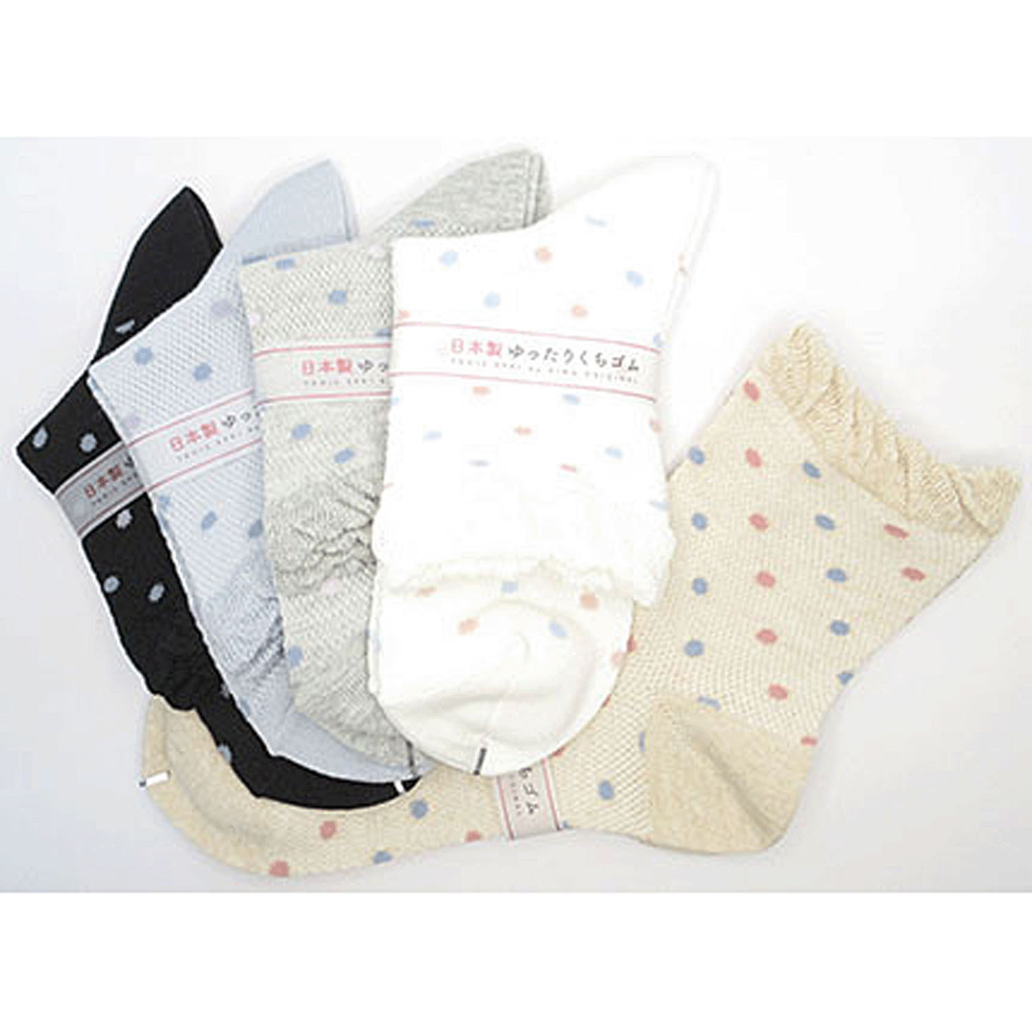 クルーソックス マルチカラードット総メッシュ - 画像1