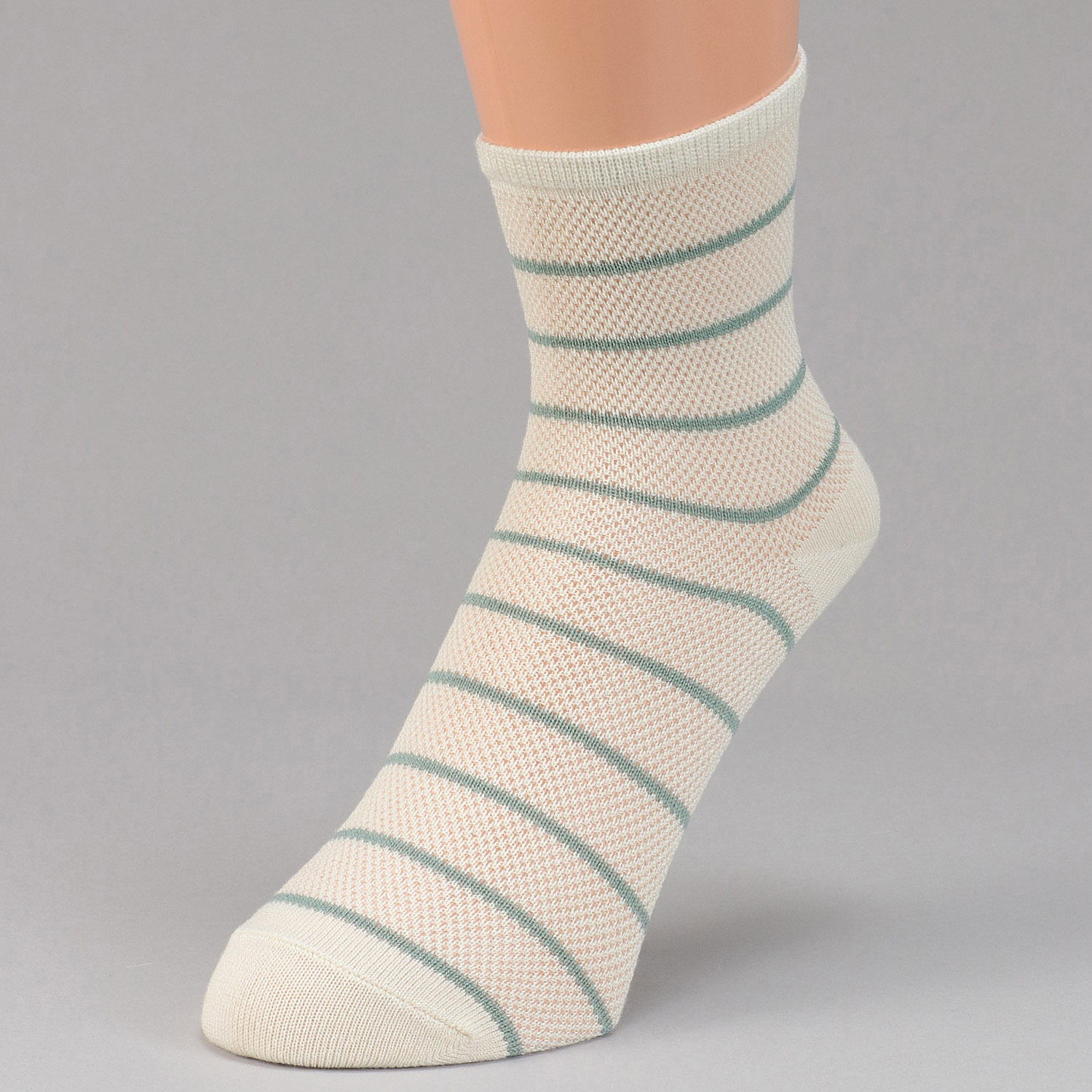 接触冷感 ロークルー丈 メッシュボーダ－ - 画像3