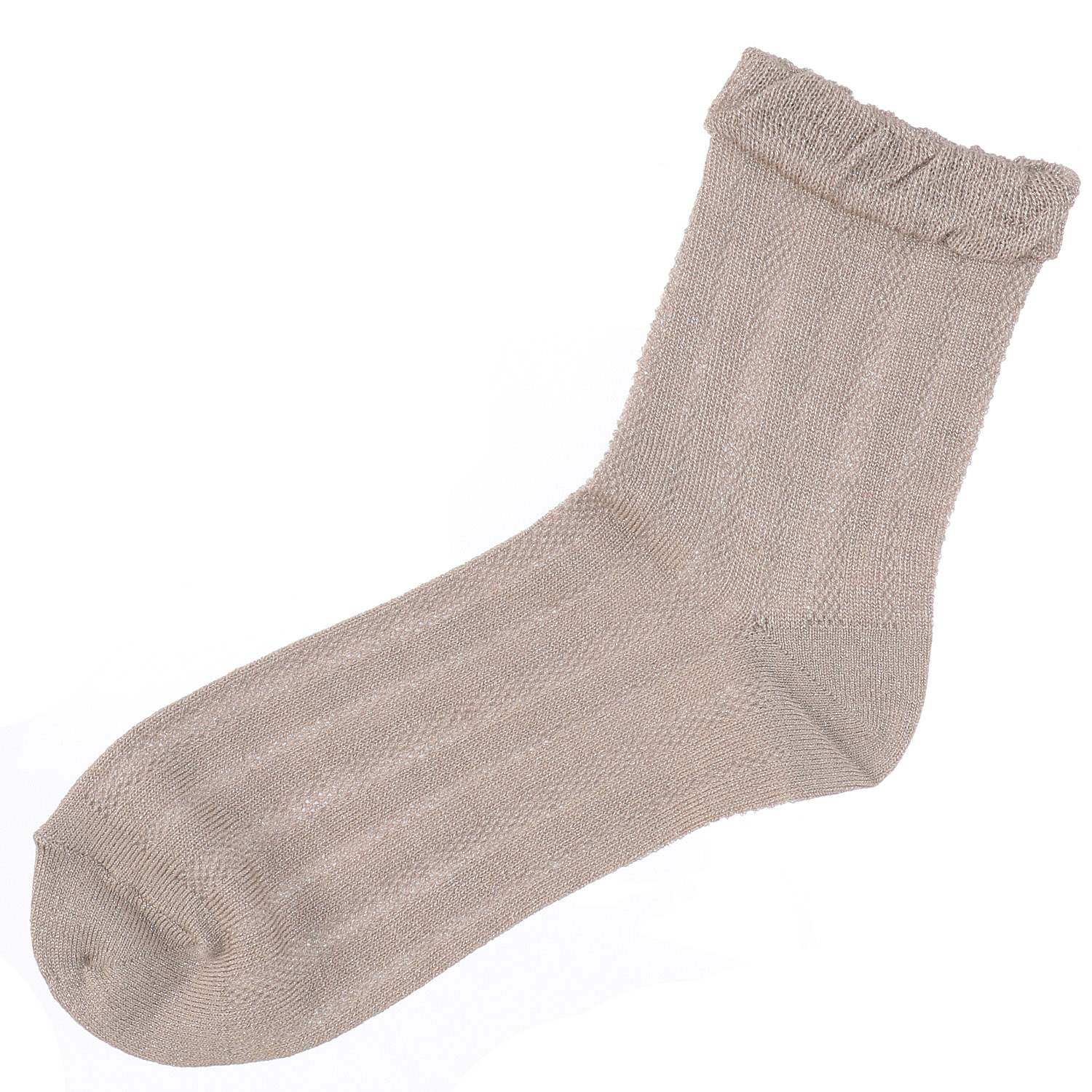 接触冷感 ロークルー丈 ラメゾッキフリル メッシュストライプ - 画像2