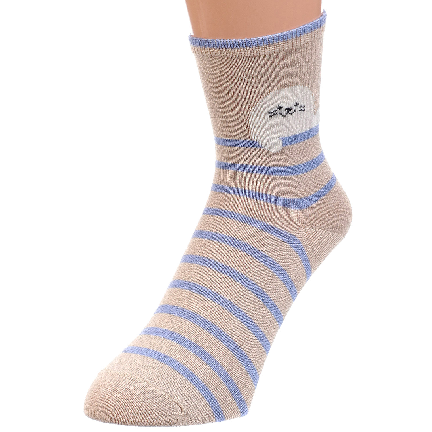 接触冷感 ロークルー丈 お手振りアザラシボーダ－ - 画像3