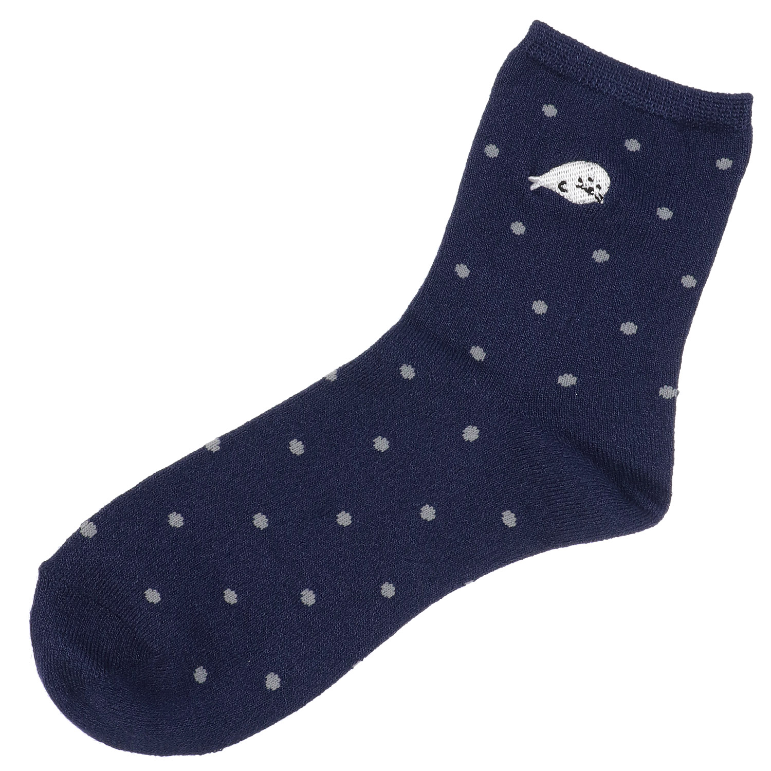 接触冷感 ロークルー丈 アザラシ刺繍ドット - 画像2