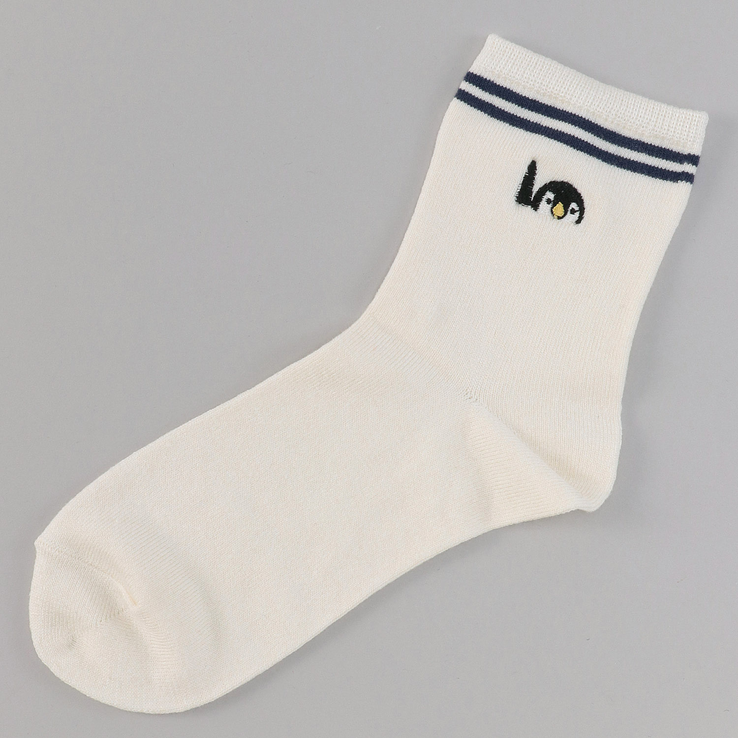 接触冷感 ロークルー丈 ペンギン刺繍ライン - 画像2