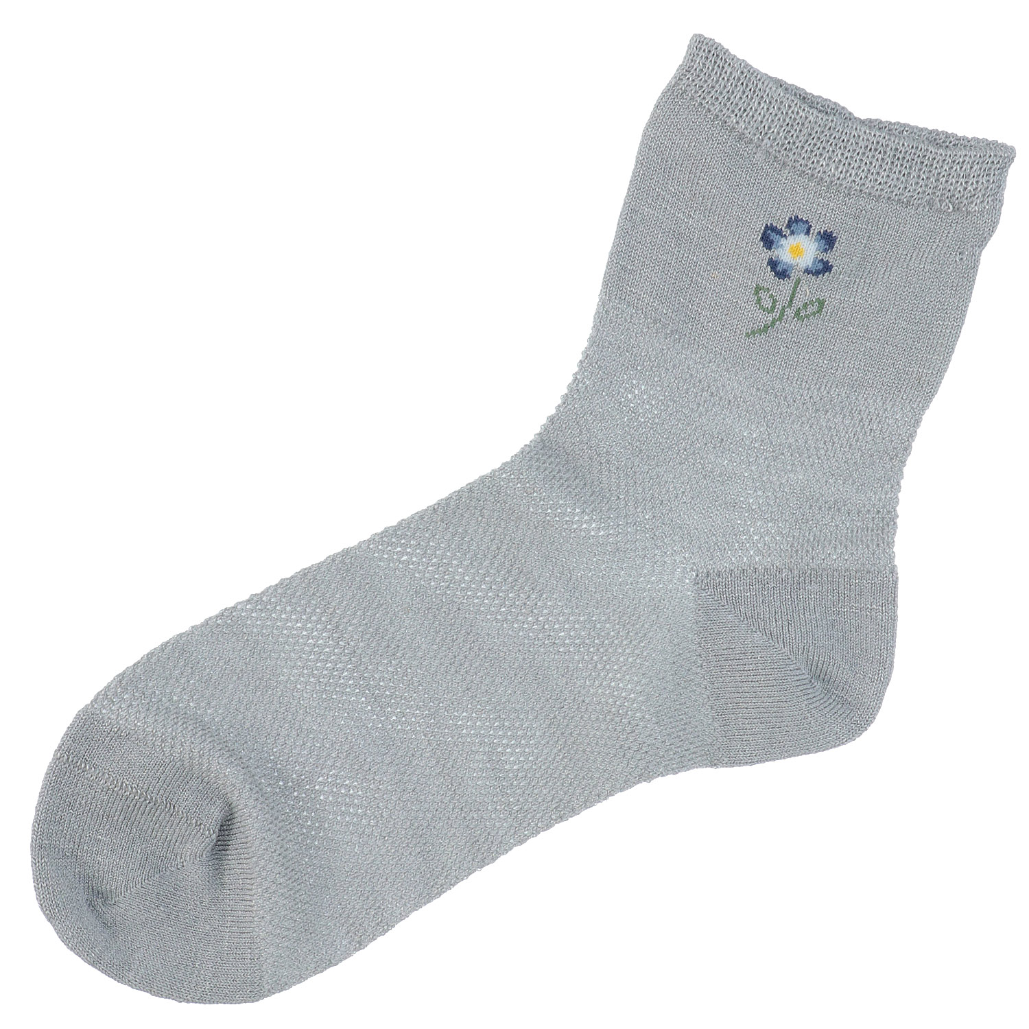 ロークルー丈 綿麻入 花切替メッシュ無地 - 画像2