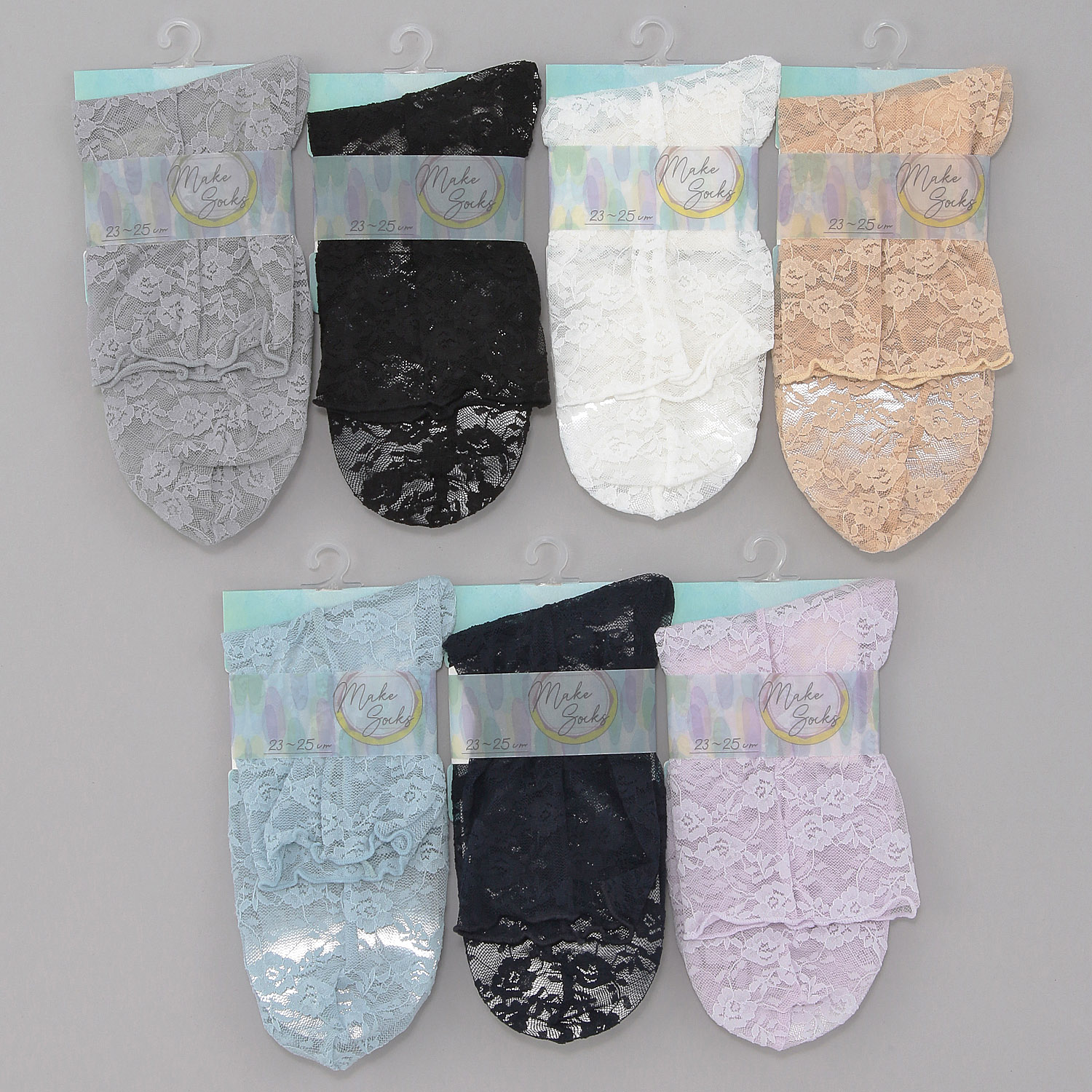 花柄総レース クルーソックス 7色展開