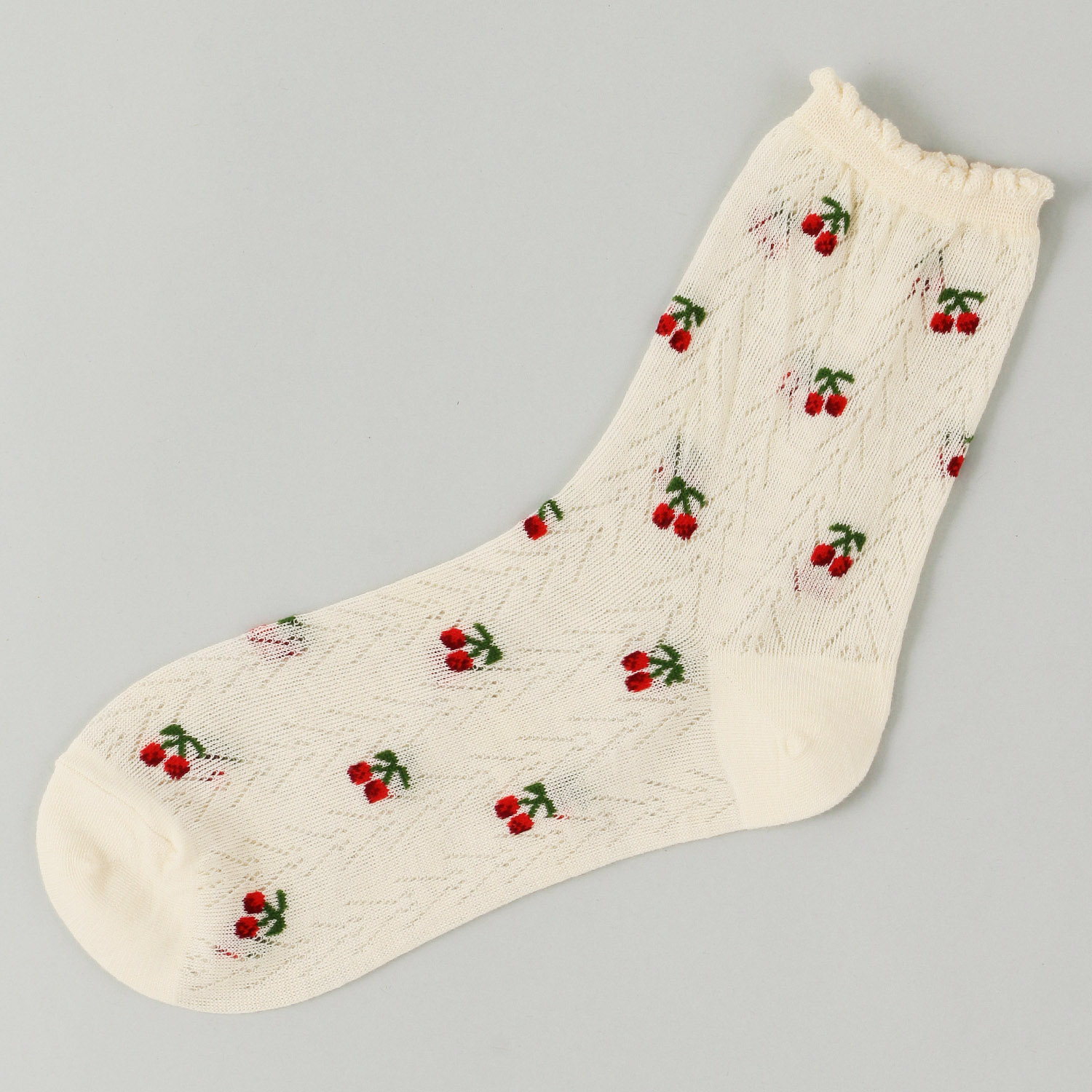 bonbon ロークルー レース風メッシュ チェリー - 画像2