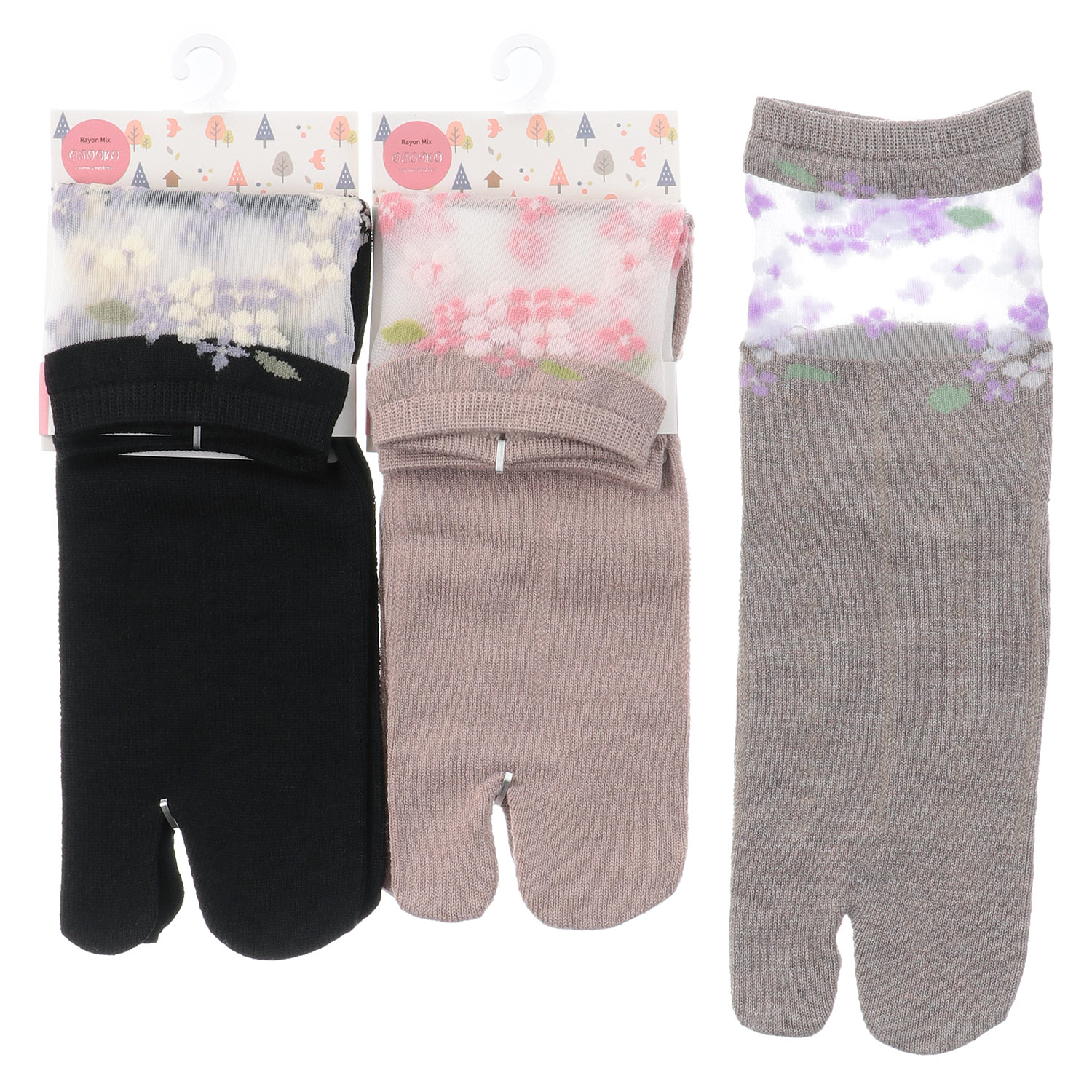 足袋 部分シースル－ ロークルー丈 紫陽花 - 画像1