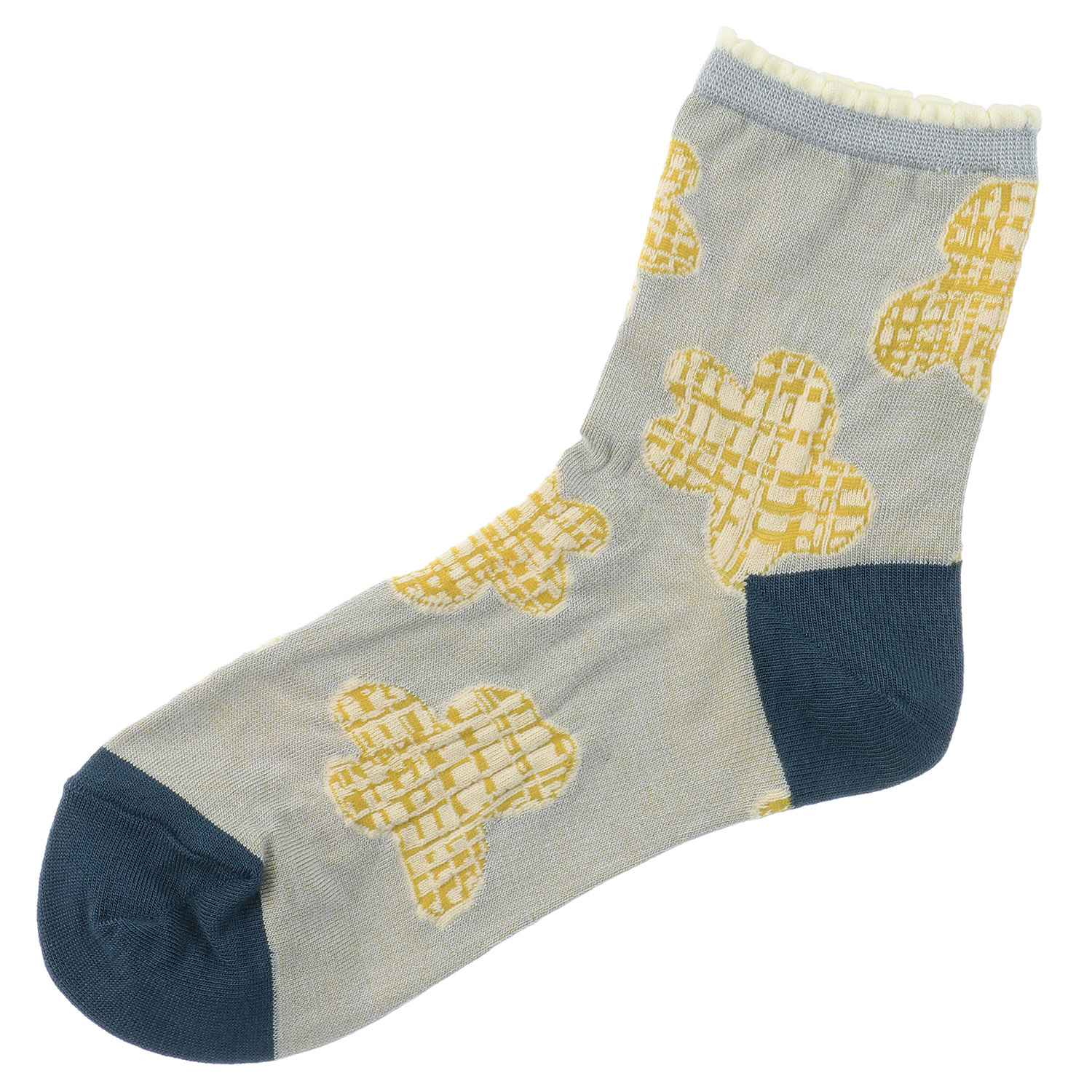 ひやりん抗菌防臭 ロークルー丈 ギンガムフラワー - 画像2