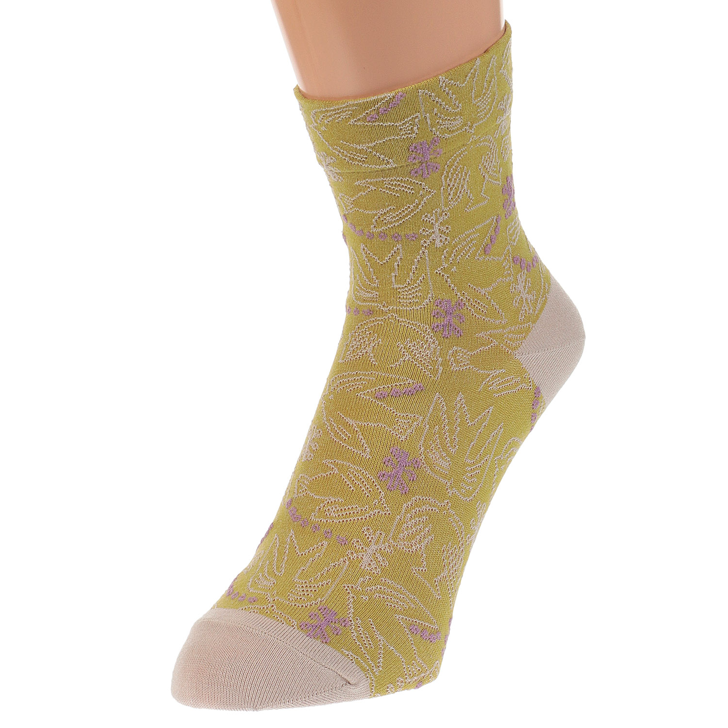 ひやりん抗菌防臭 ロークルー丈 バード柄 - 画像3